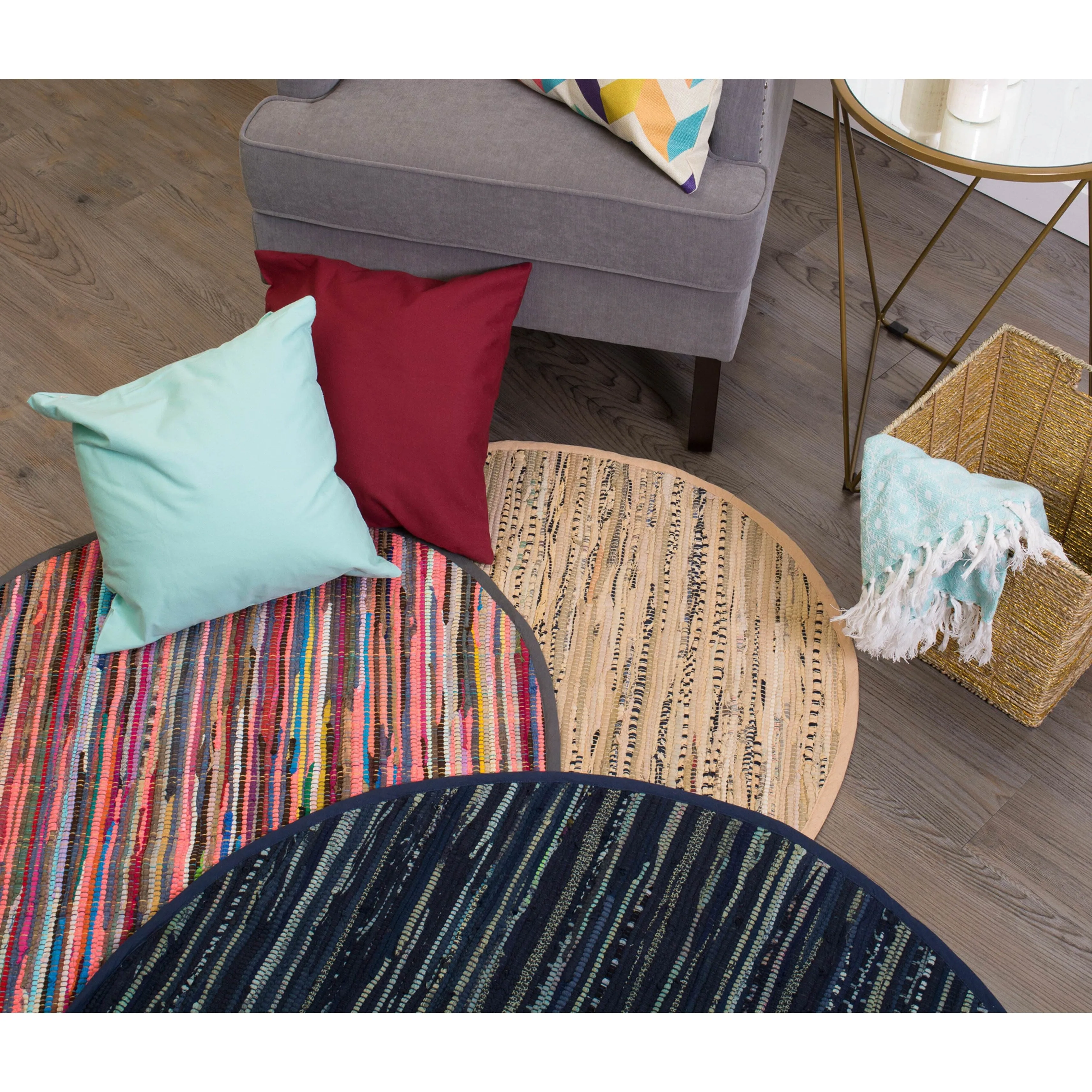 DII Recycled Fabric Striped Handmade Rag Rug