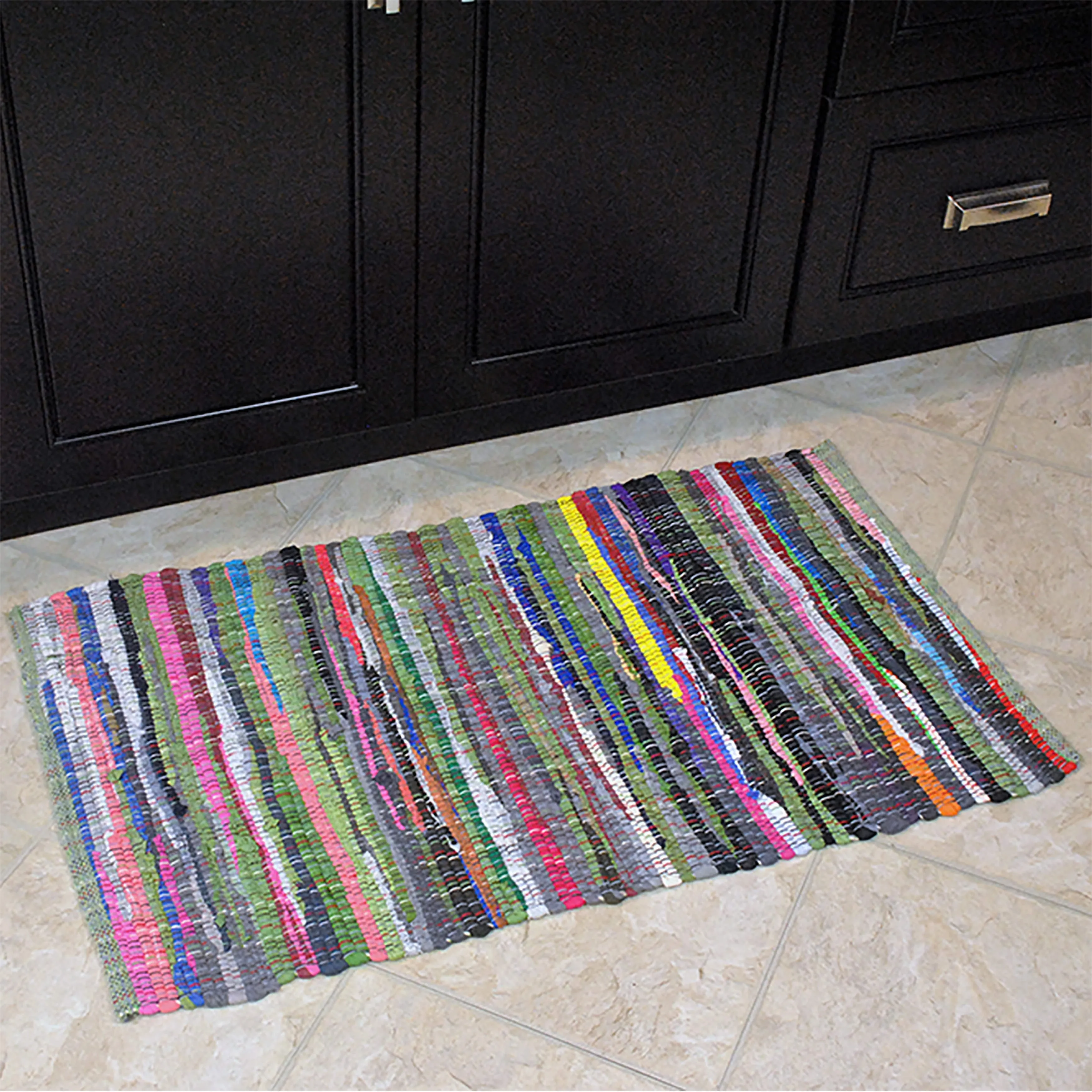 DII Recycled Fabric Striped Handmade Rag Rug