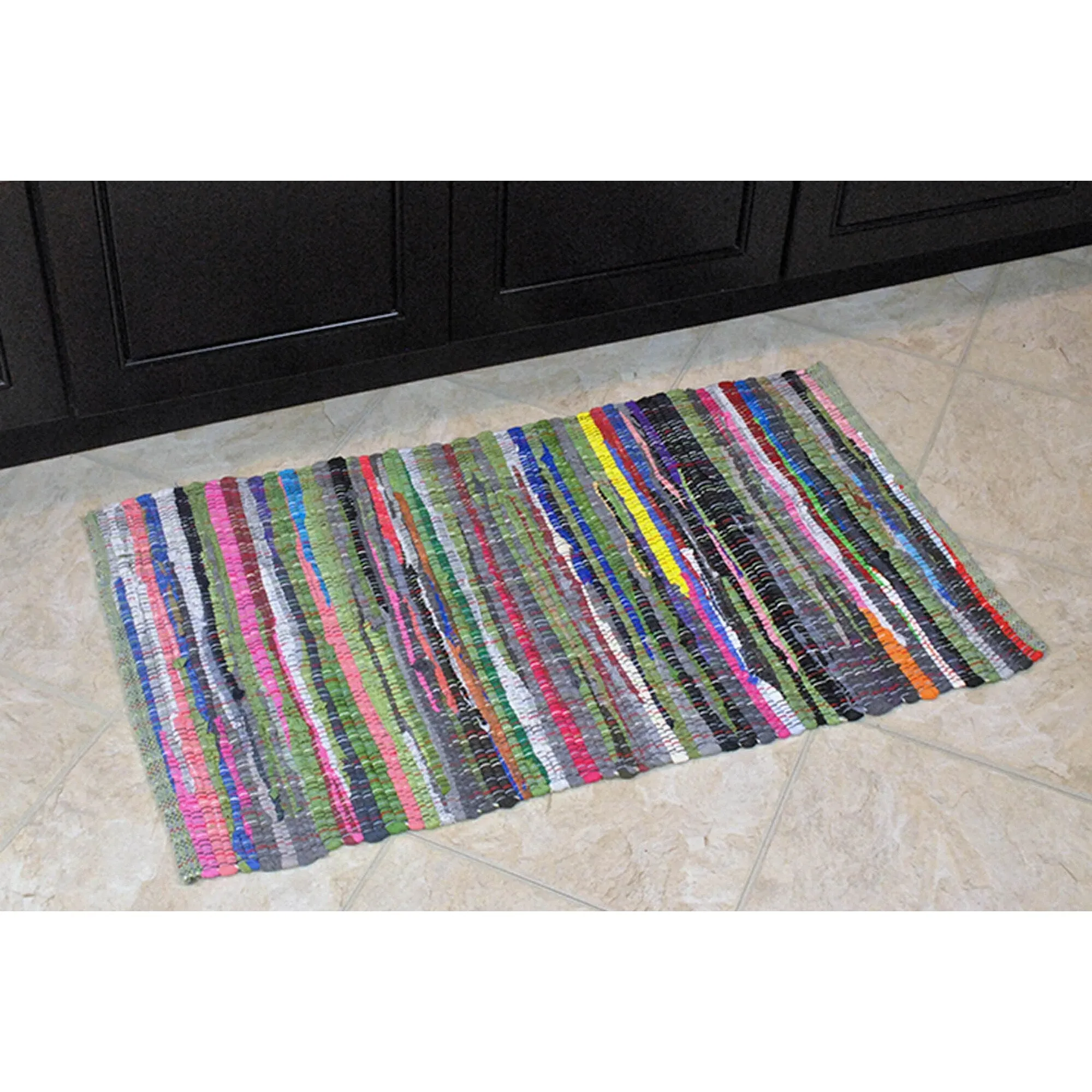 DII Recycled Fabric Striped Handmade Rag Rug