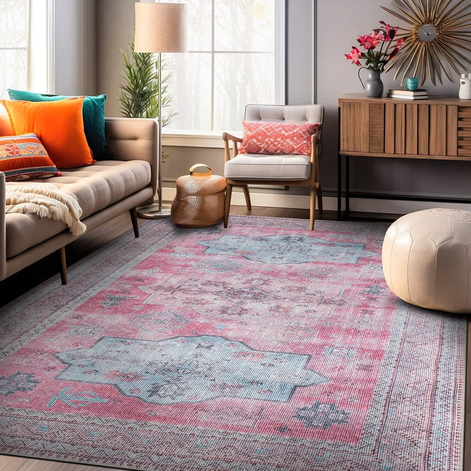 Distressed Transitional Bohemian Area Rug
