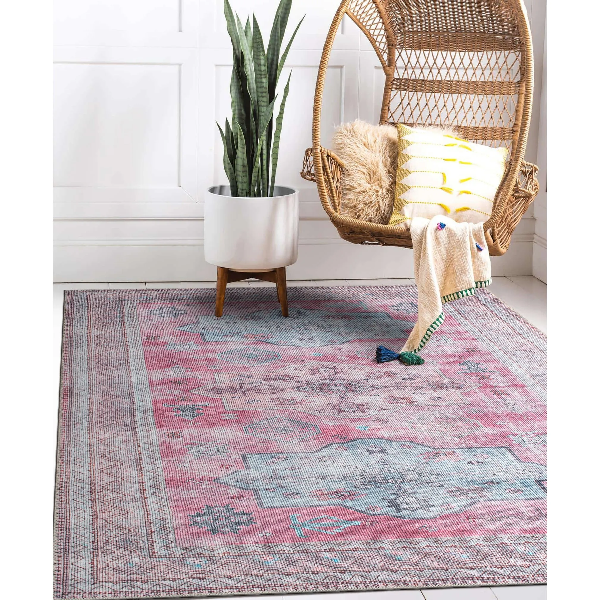 Distressed Transitional Bohemian Area Rug