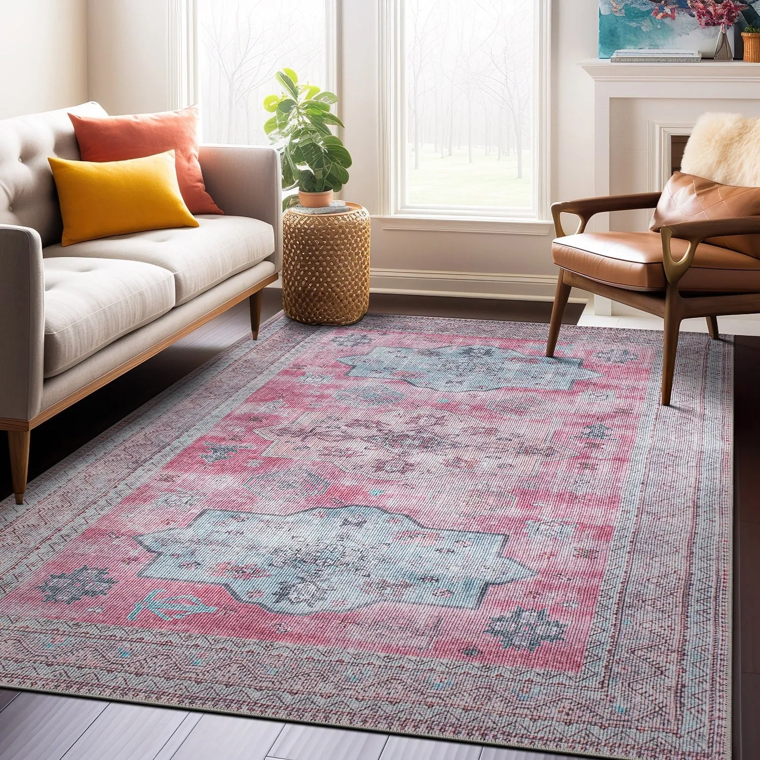 Distressed Transitional Bohemian Area Rug