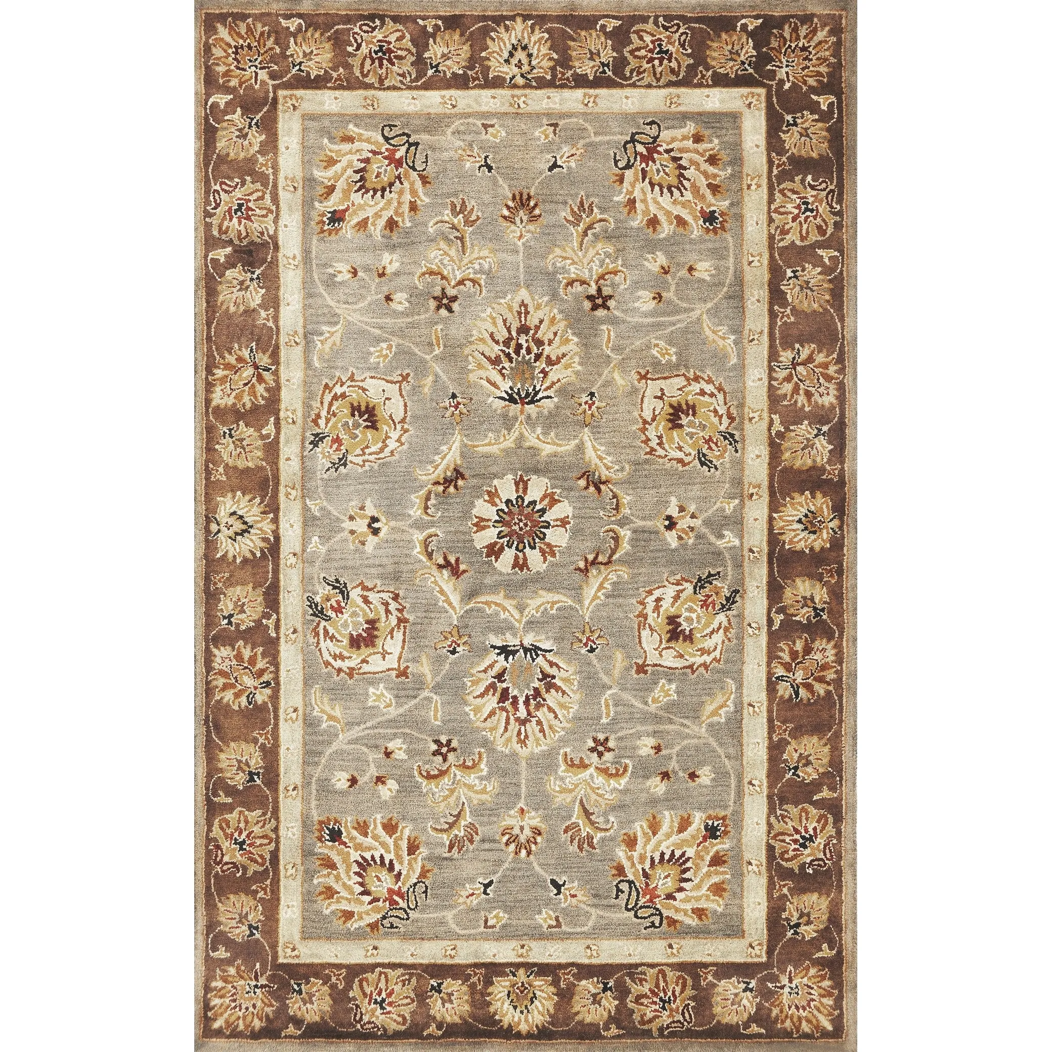 Domani Alexandria Grey/Mocha Traditional Hand-tufted Wool Area Rug