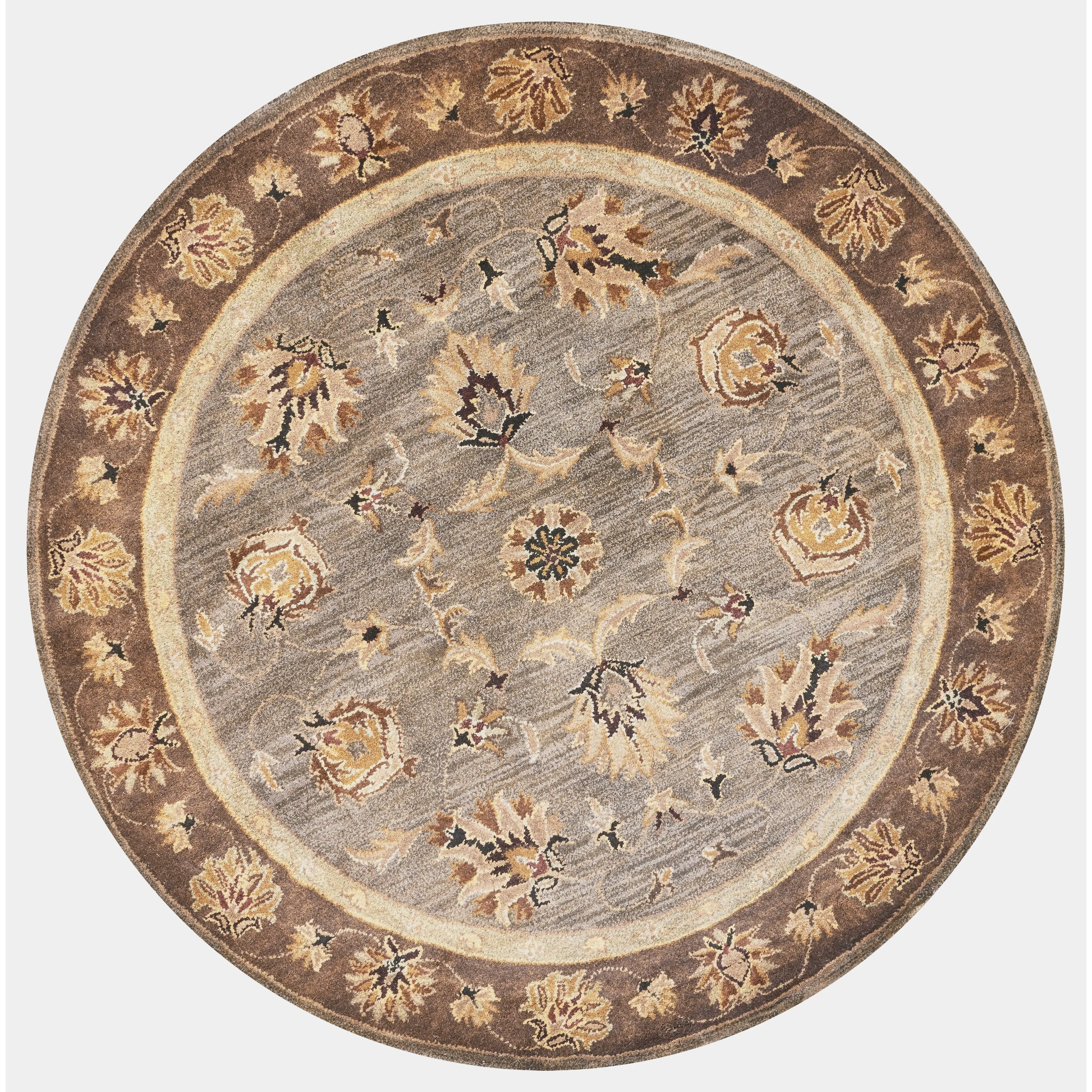 Domani Alexandria Grey/Mocha Traditional Hand-tufted Wool Area Rug