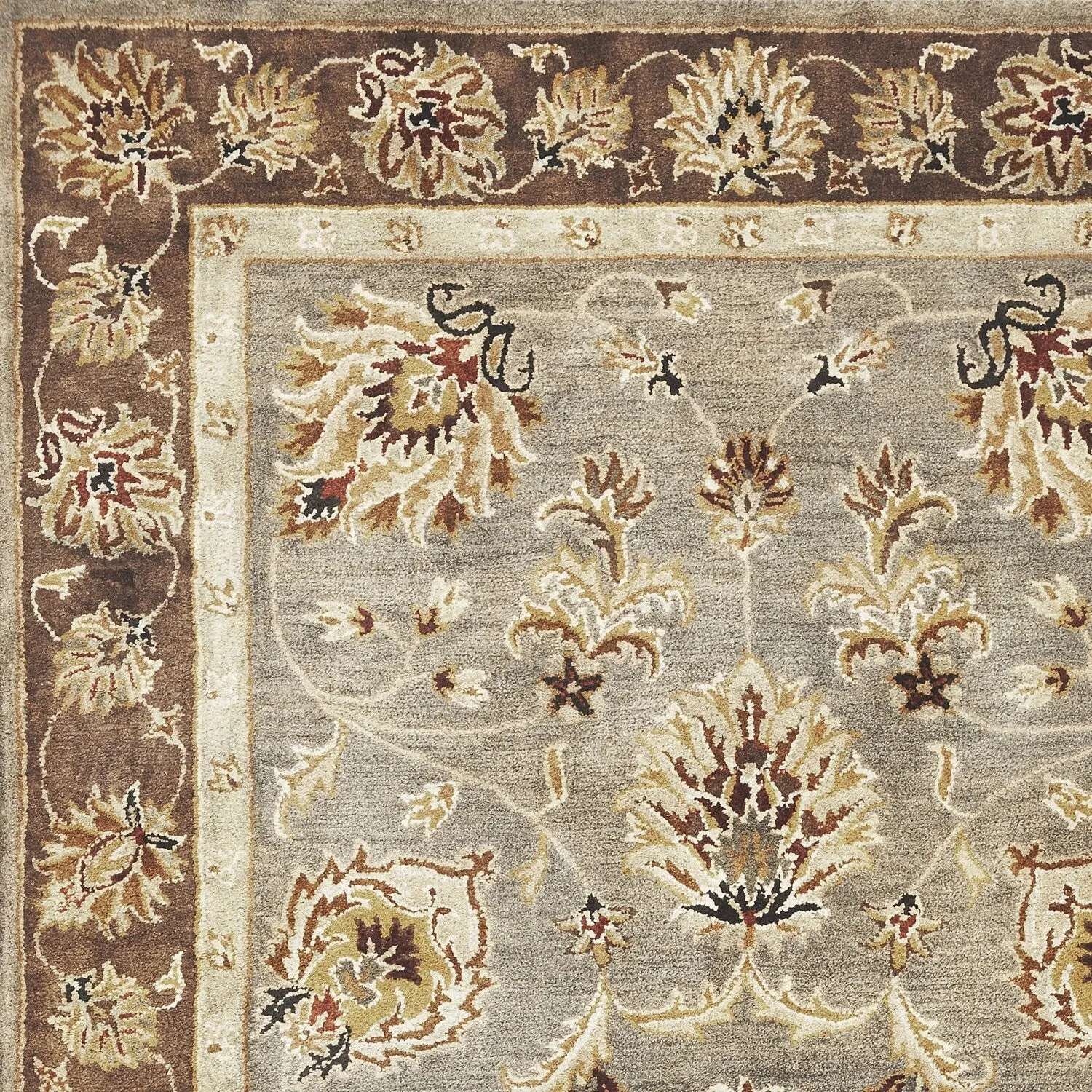 Domani Alexandria Grey/Mocha Traditional Hand-tufted Wool Area Rug