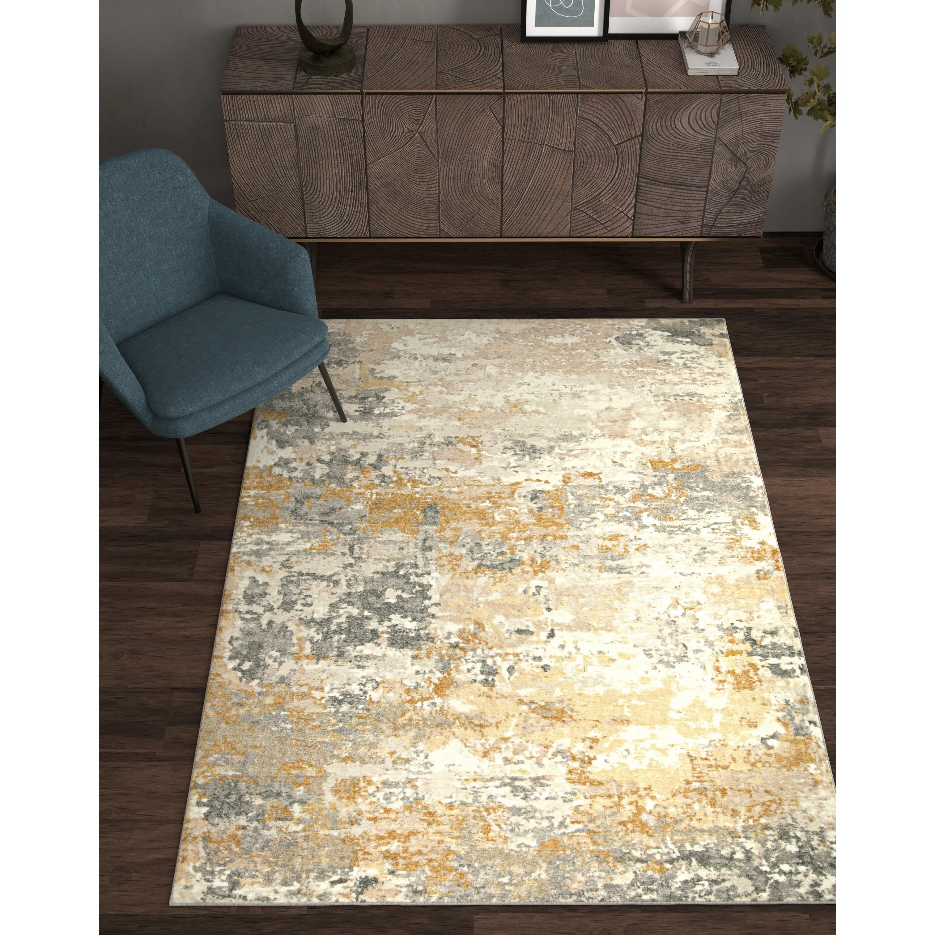 Domani Comfort Abstract & Contemporary Ombre Faux Fur Area Rug