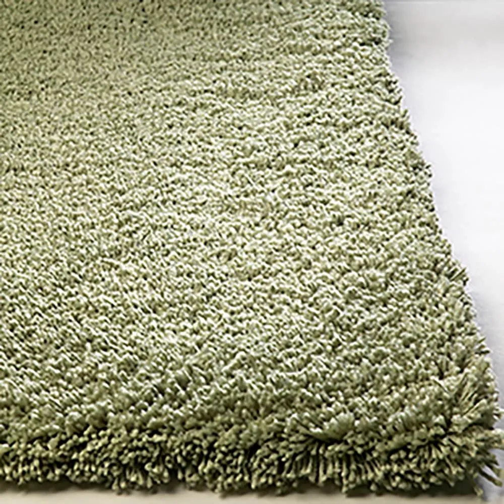 Domani Euphoria Plush Solid Sage Hand-Woven Shag Rug