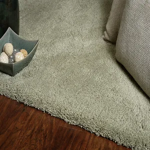Domani Euphoria Plush Solid Sage Hand-Woven Shag Rug
