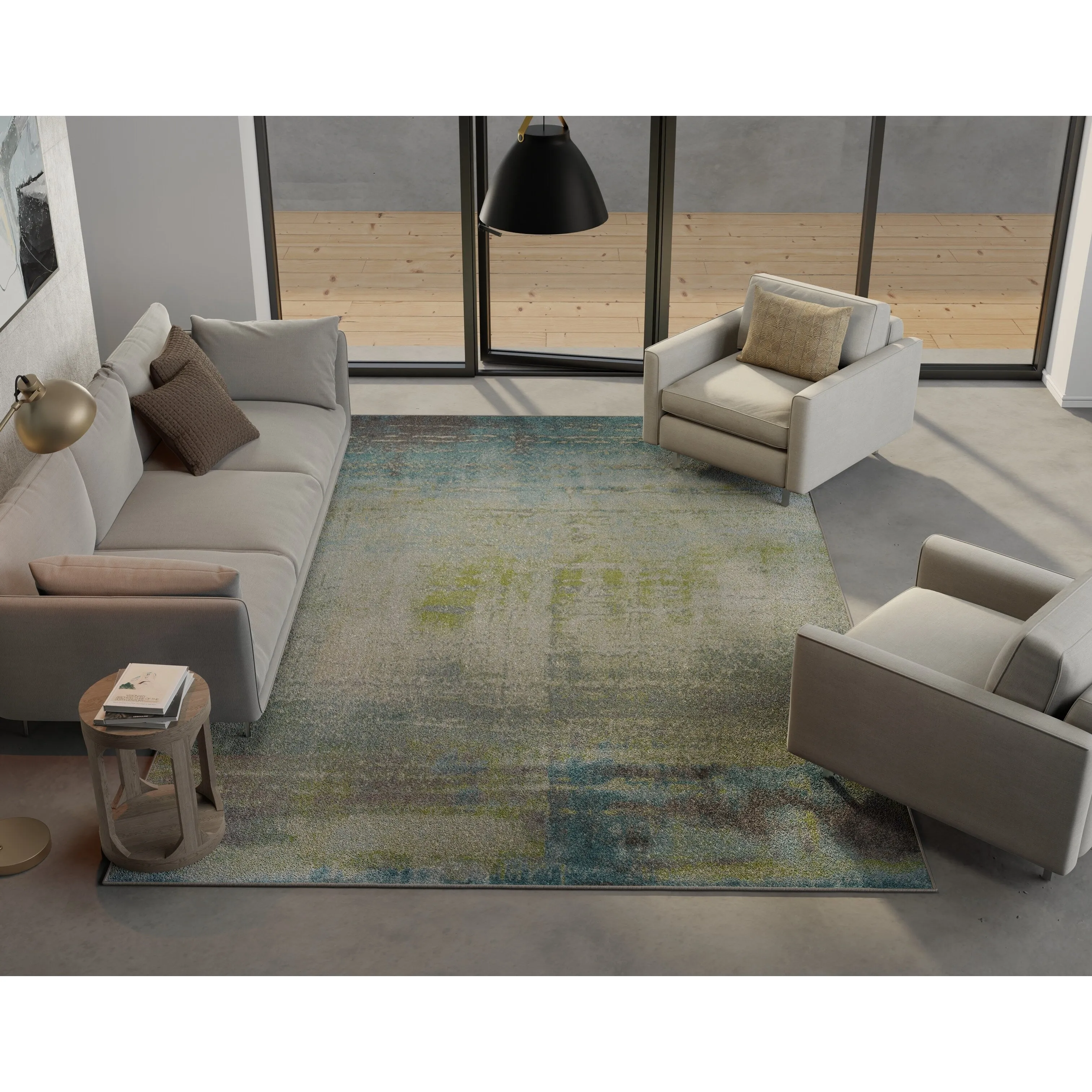 Domani Ocean Blue/Green Abstract Ombre Rug