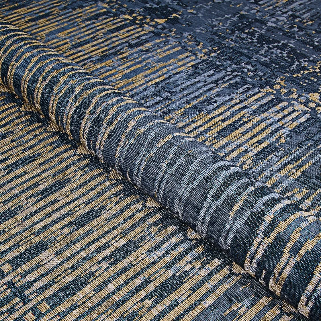 Dream Decor Rugs Gelato Frequency Blue Tan Indoor Outdoor Area Rug