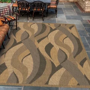 Dream Decor Rugs Pergola Lotus Brown Black Indoor Outdoor Area Rug