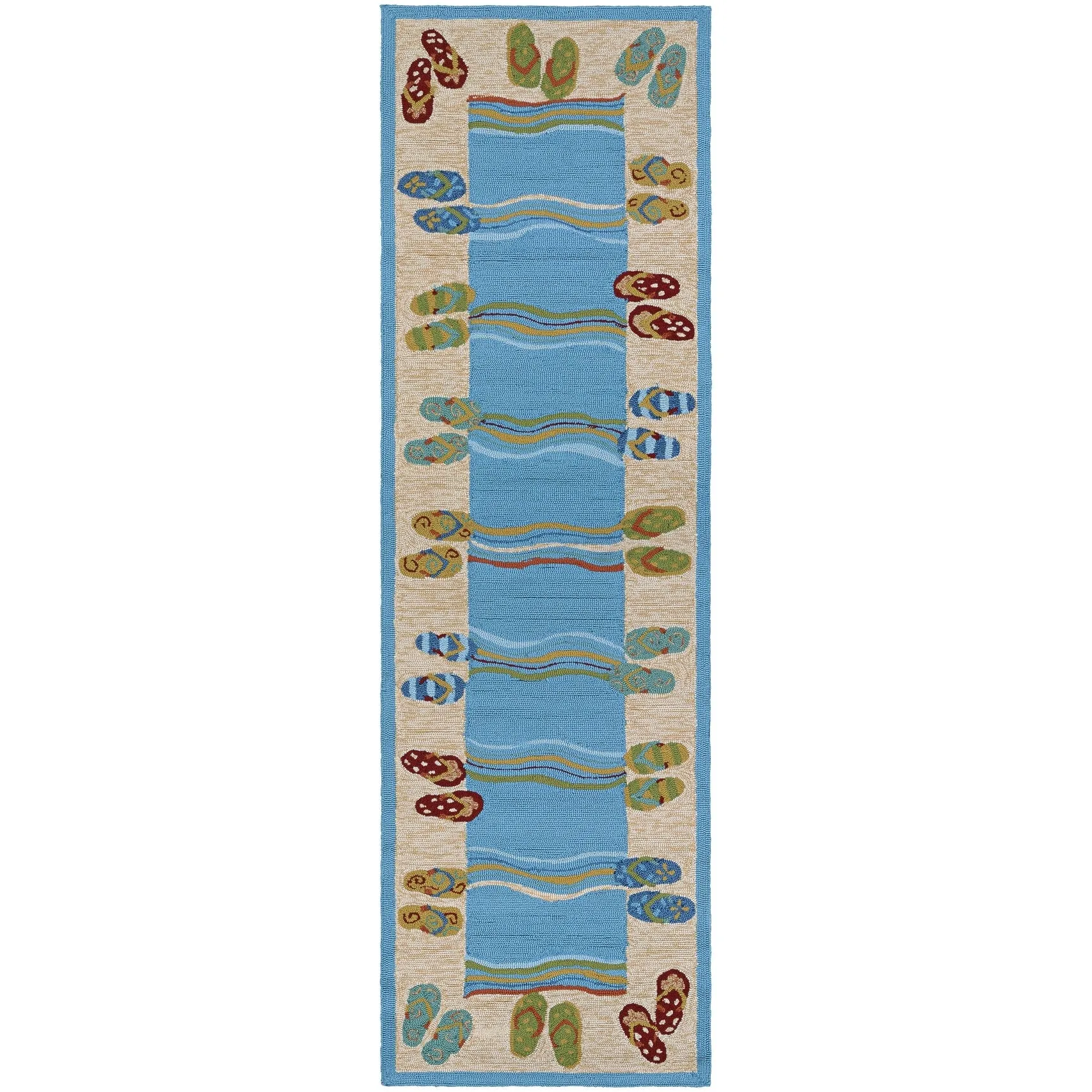 Dream Decor Rugs Picadilly Beaches Beige Blue Indoor Outdoor Area Rug