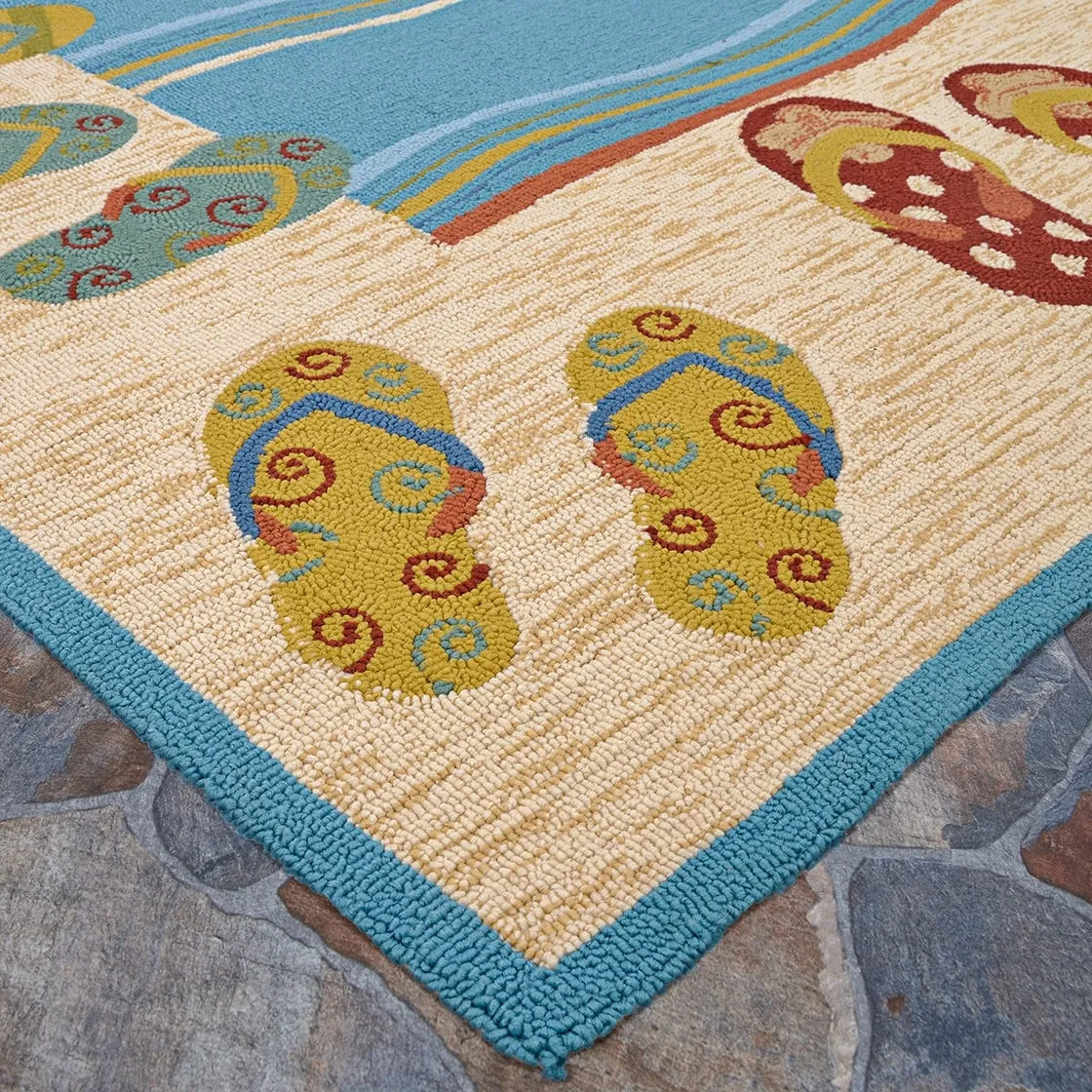 Dream Decor Rugs Picadilly Beaches Beige Blue Indoor Outdoor Area Rug