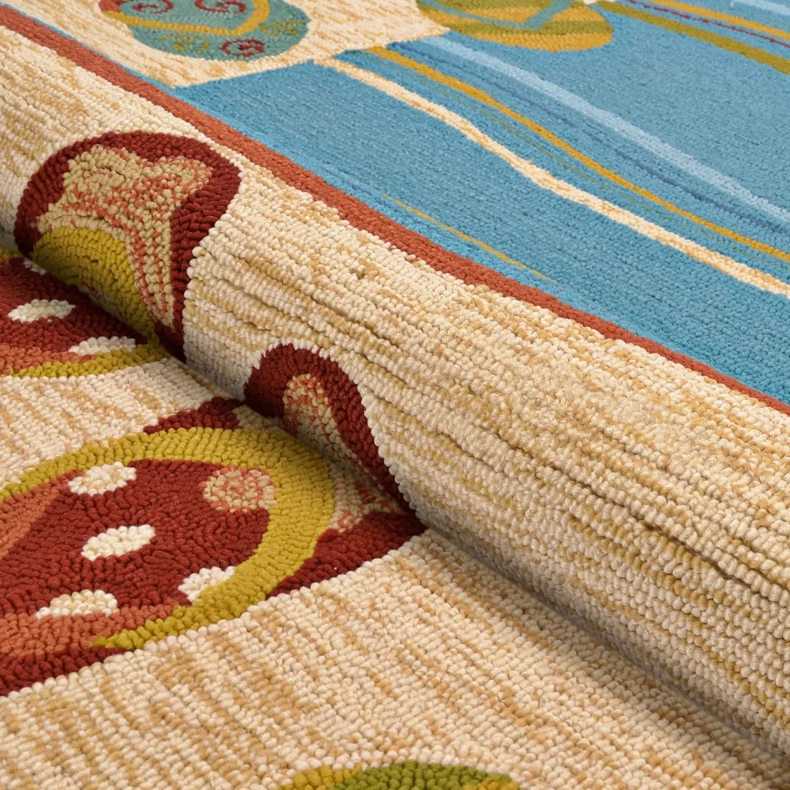 Dream Decor Rugs Picadilly Beaches Beige Blue Indoor Outdoor Area Rug