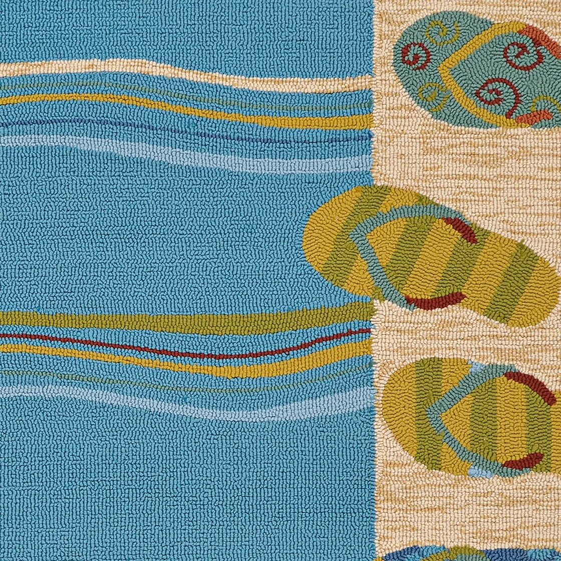 Dream Decor Rugs Picadilly Beaches Beige Blue Indoor Outdoor Area Rug
