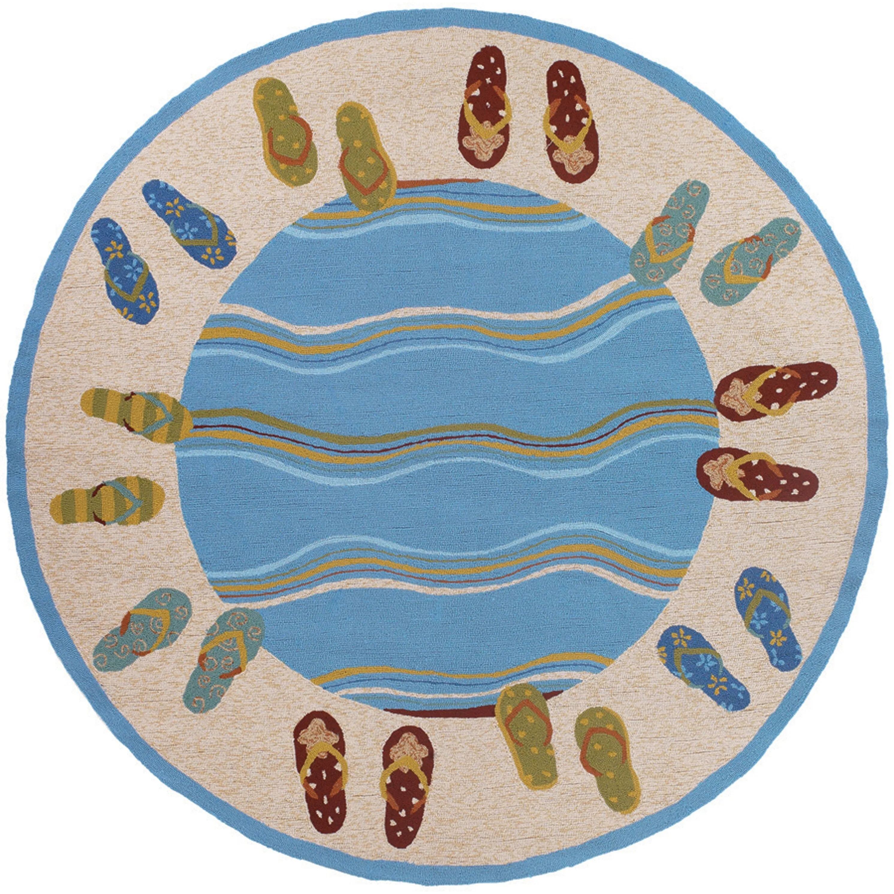 Dream Decor Rugs Picadilly Beaches Beige Blue Indoor Outdoor Area Rug