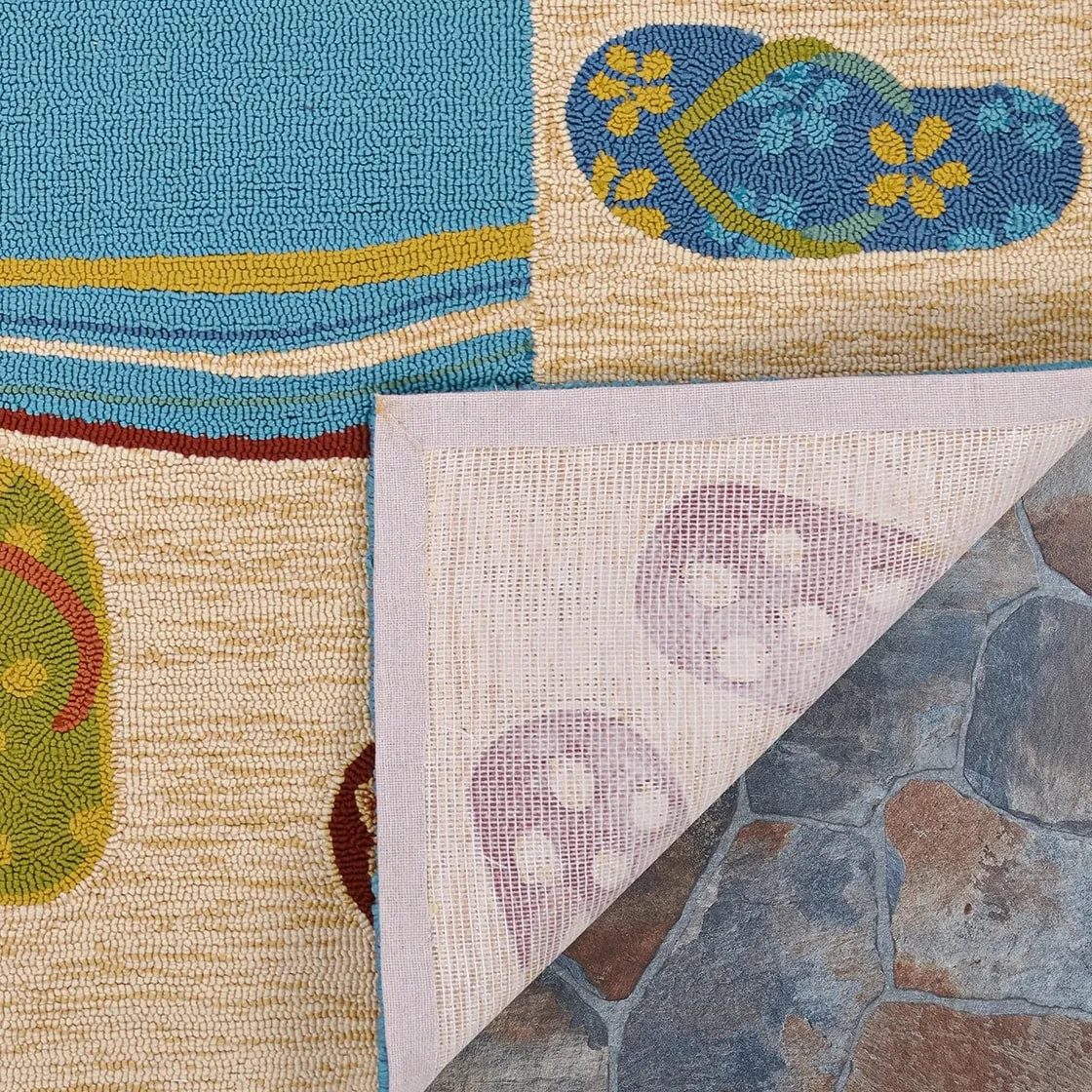 Dream Decor Rugs Picadilly Beaches Beige Blue Indoor Outdoor Area Rug