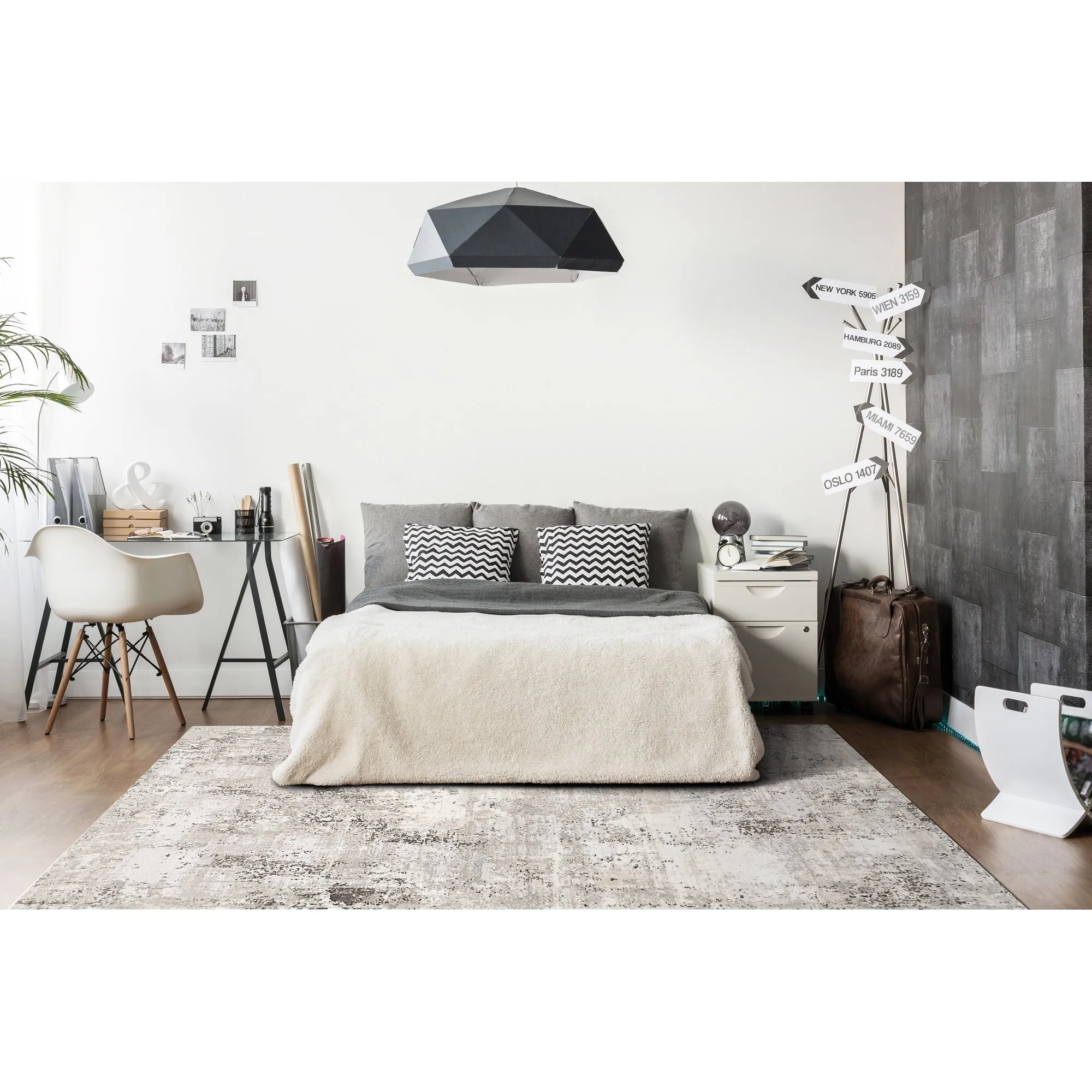 Dynamic Rugs Ivory/Grey Norma Polyester & Polypropylene Area Rug