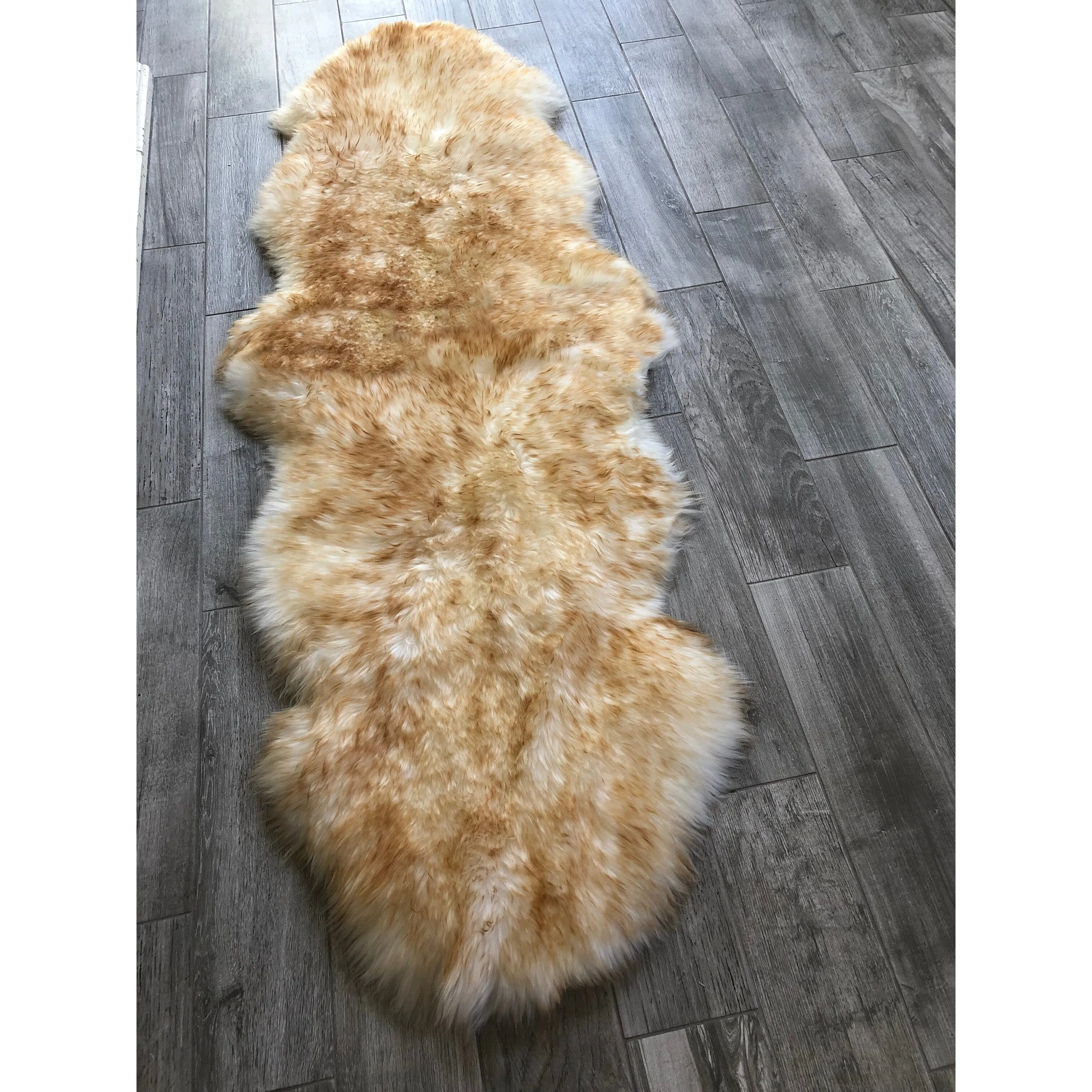 Dynasty Natural 2-Pelt Luxury Long Wool Sheepskin Shag Rug