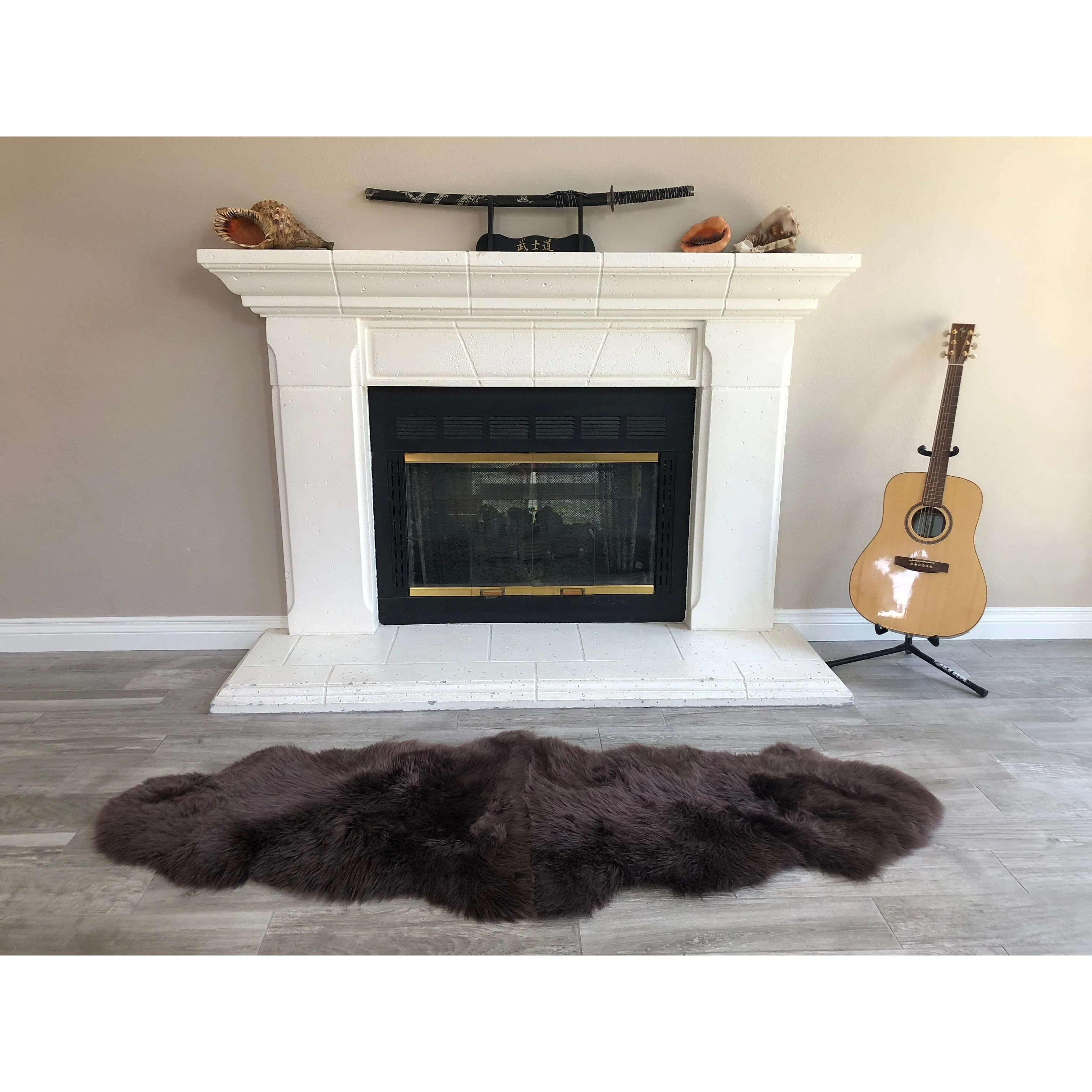 Dynasty Natural 2-Pelt Luxury Long Wool Sheepskin Shag Rug