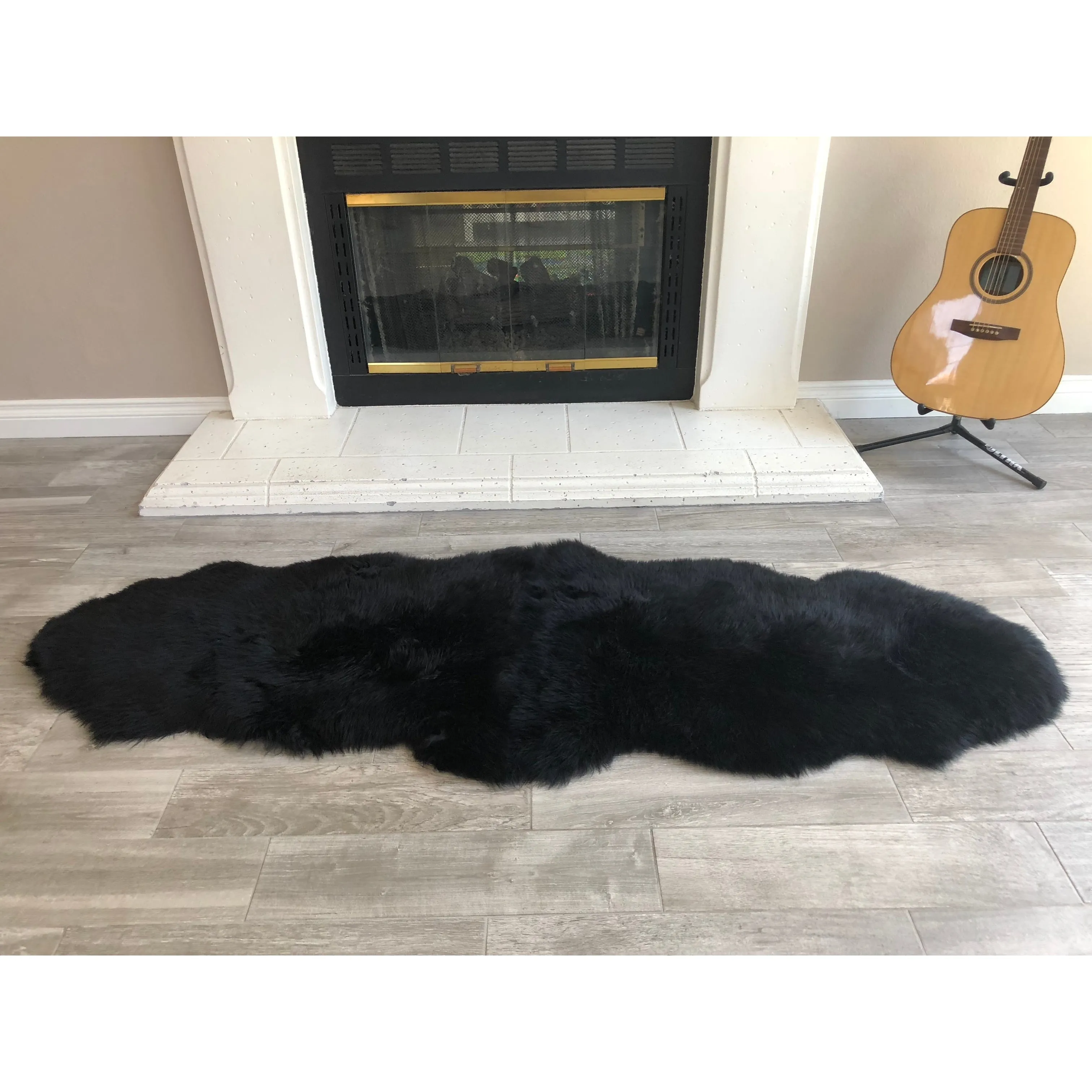 Dynasty Natural 2-Pelt Luxury Long Wool Sheepskin Shag Rug
