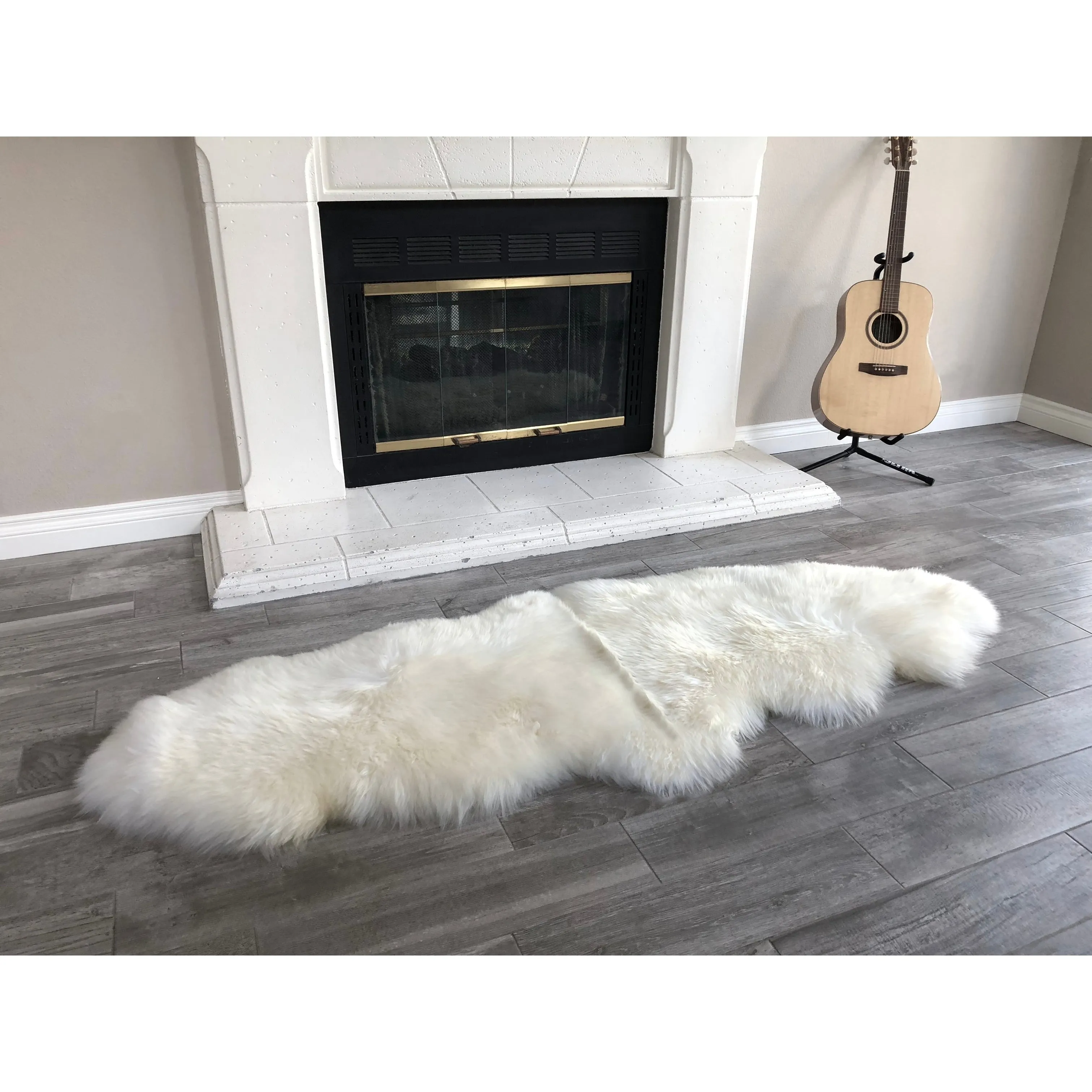 Dynasty Natural 2-Pelt Luxury Long Wool Sheepskin Shag Rug