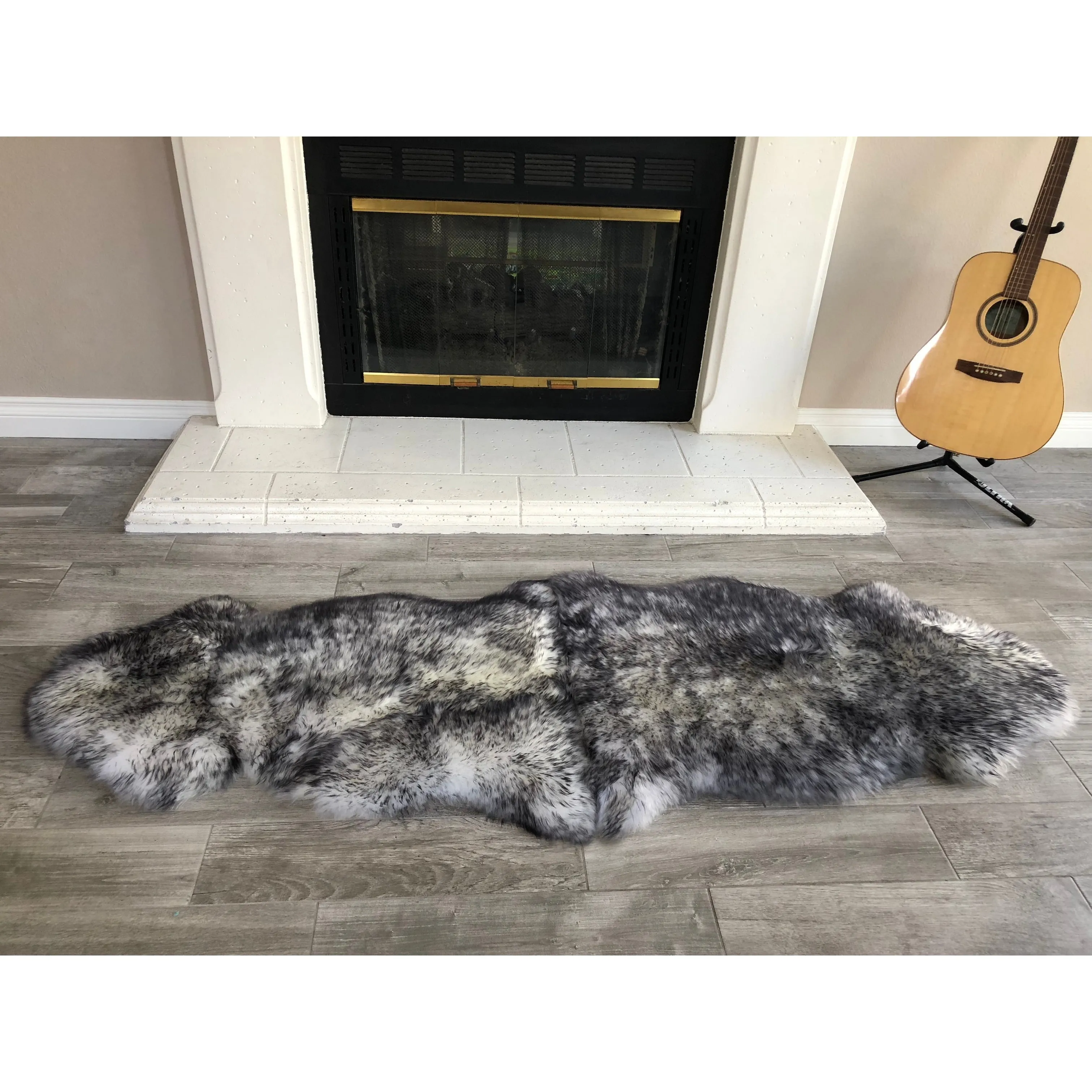 Dynasty Natural 2-Pelt Luxury Long Wool Sheepskin Shag Rug