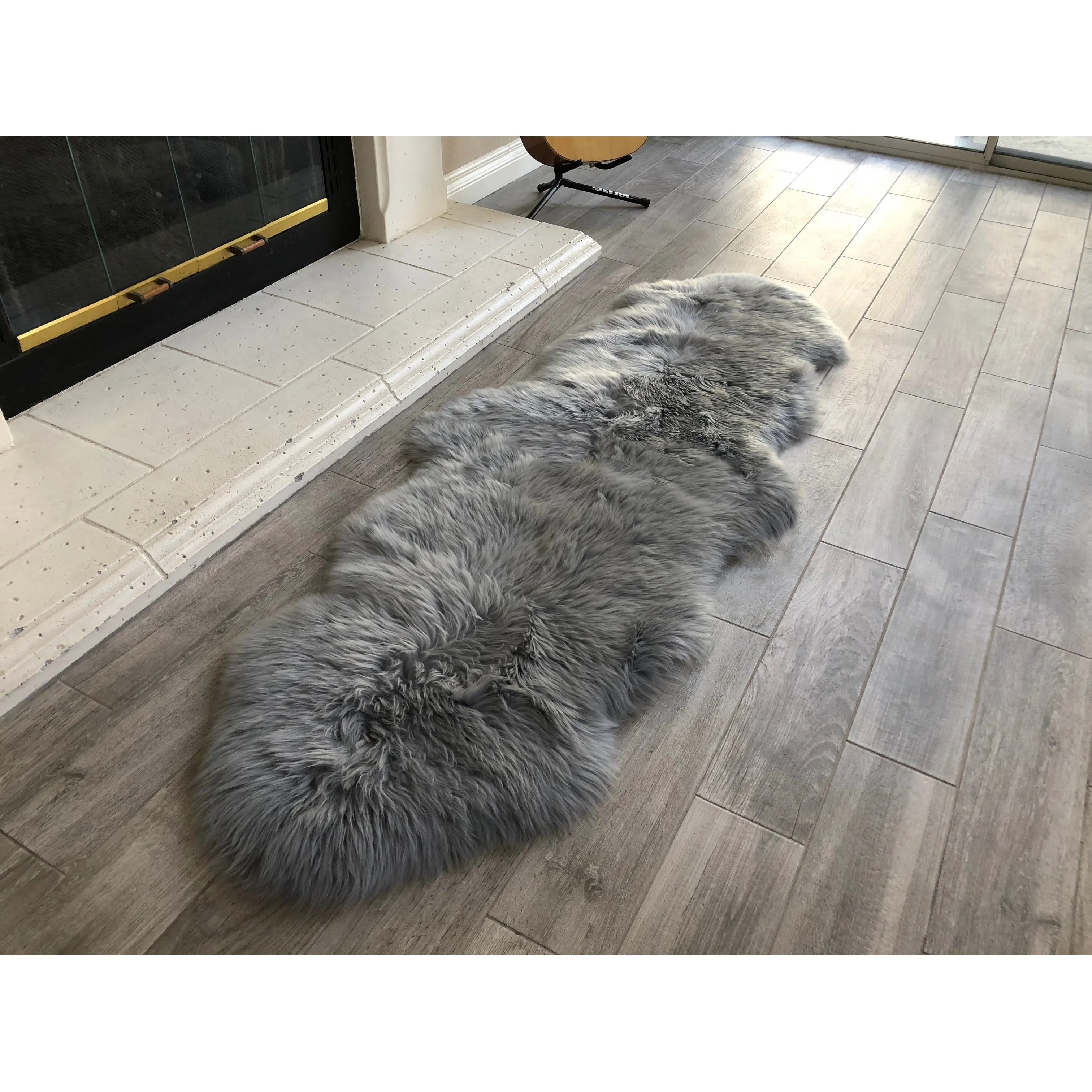 Dynasty Natural 2-Pelt Luxury Long Wool Sheepskin Shag Rug