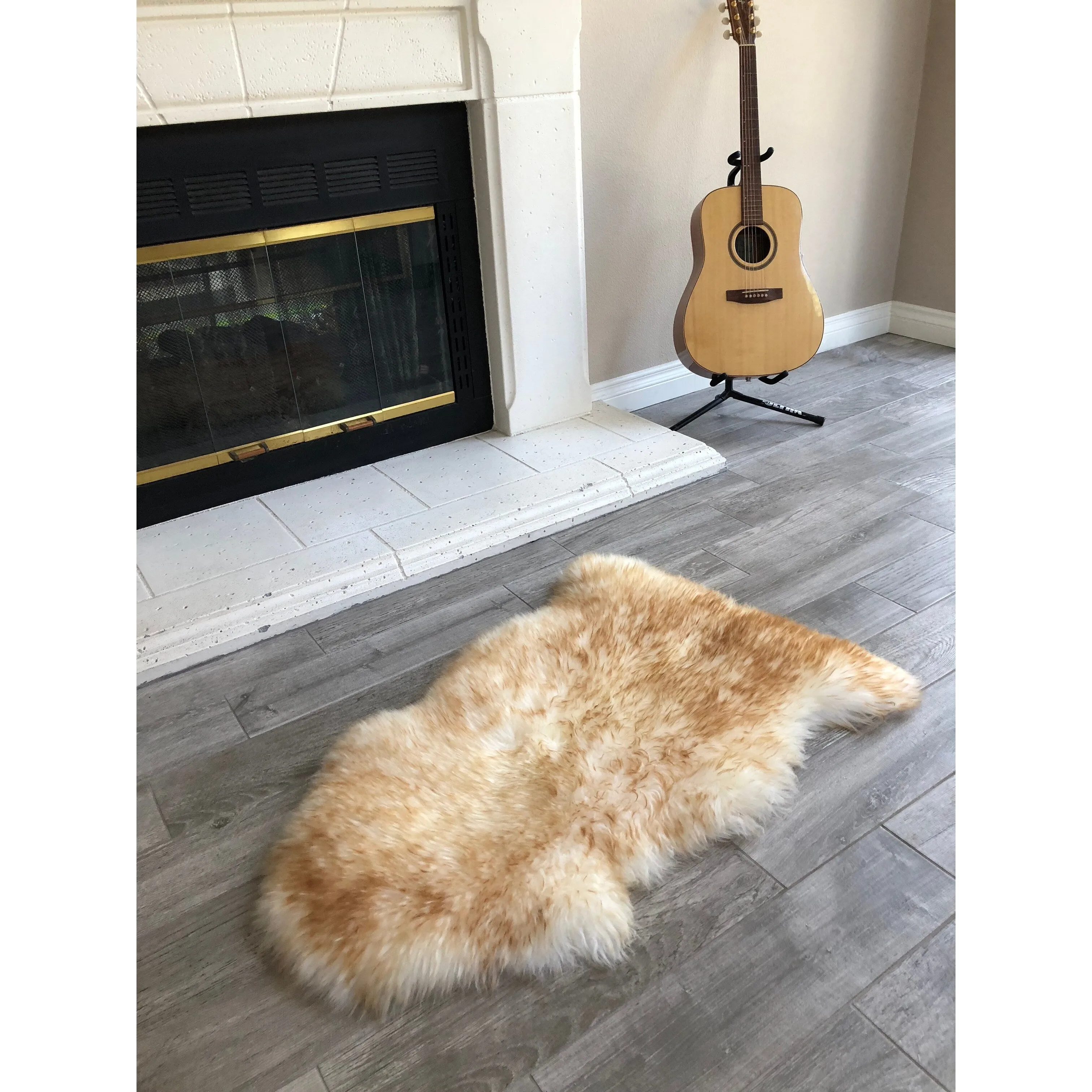 Dynasty Natural Single Pelt Luxury Long Wool Sheepskin Shag Rug