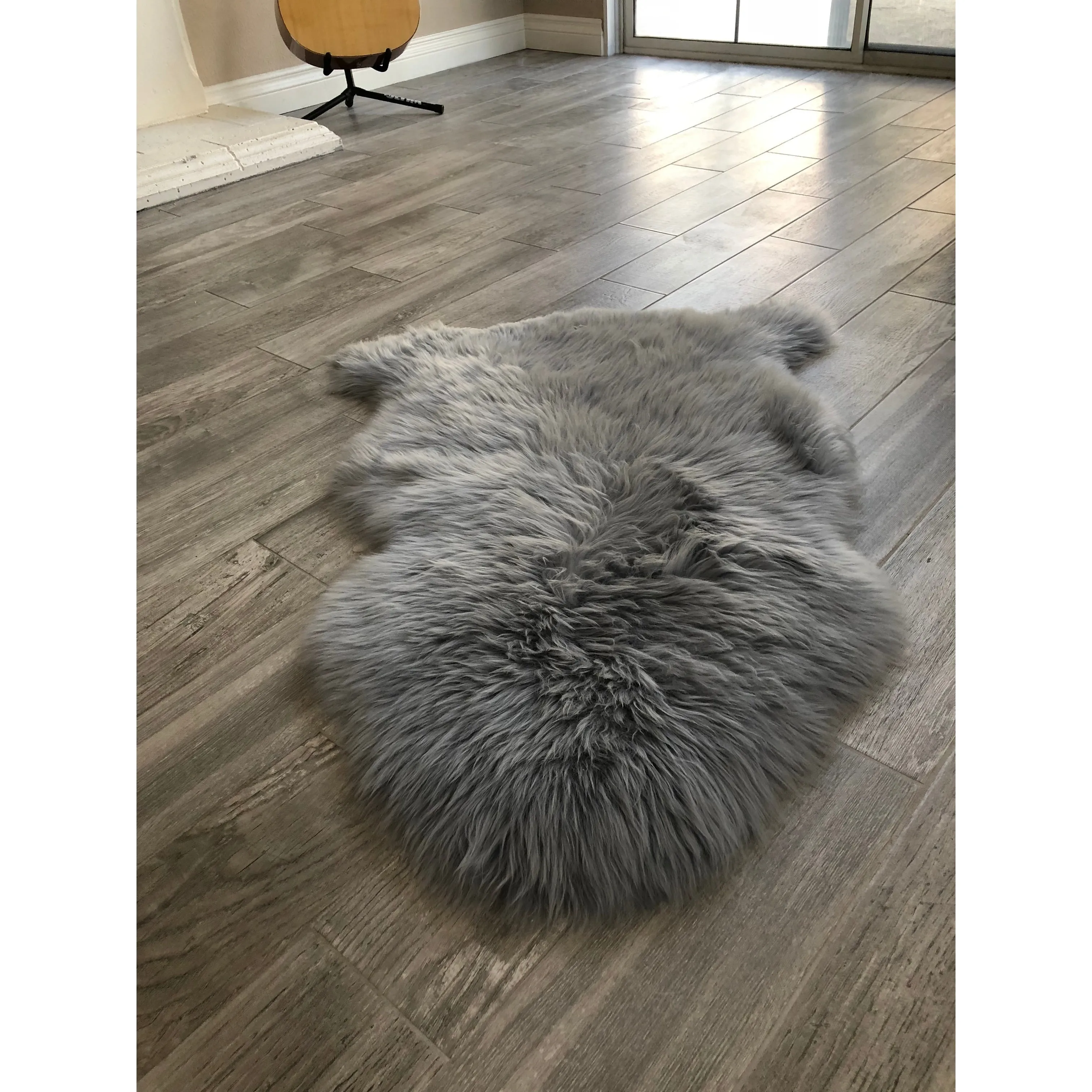 Dynasty Natural Single Pelt Luxury Long Wool Sheepskin Shag Rug