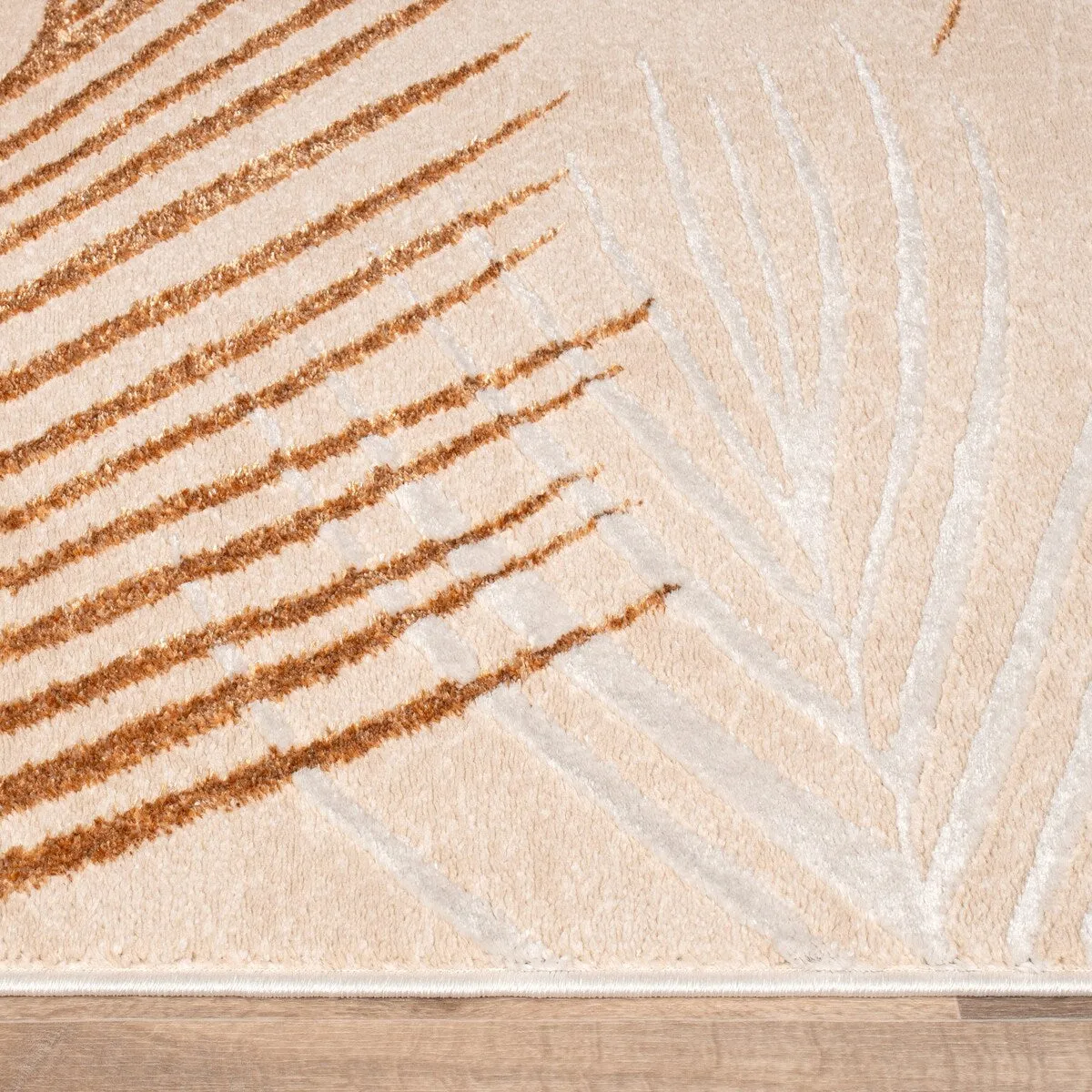 Elegant Area Rug with Textured Palm Leaf Design
