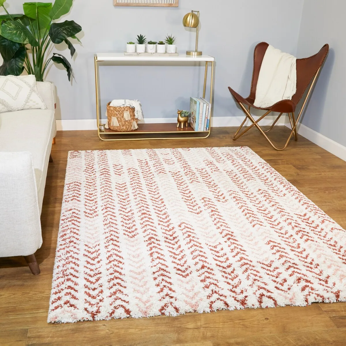 Elena Abstract Stripe Shag Area Rug