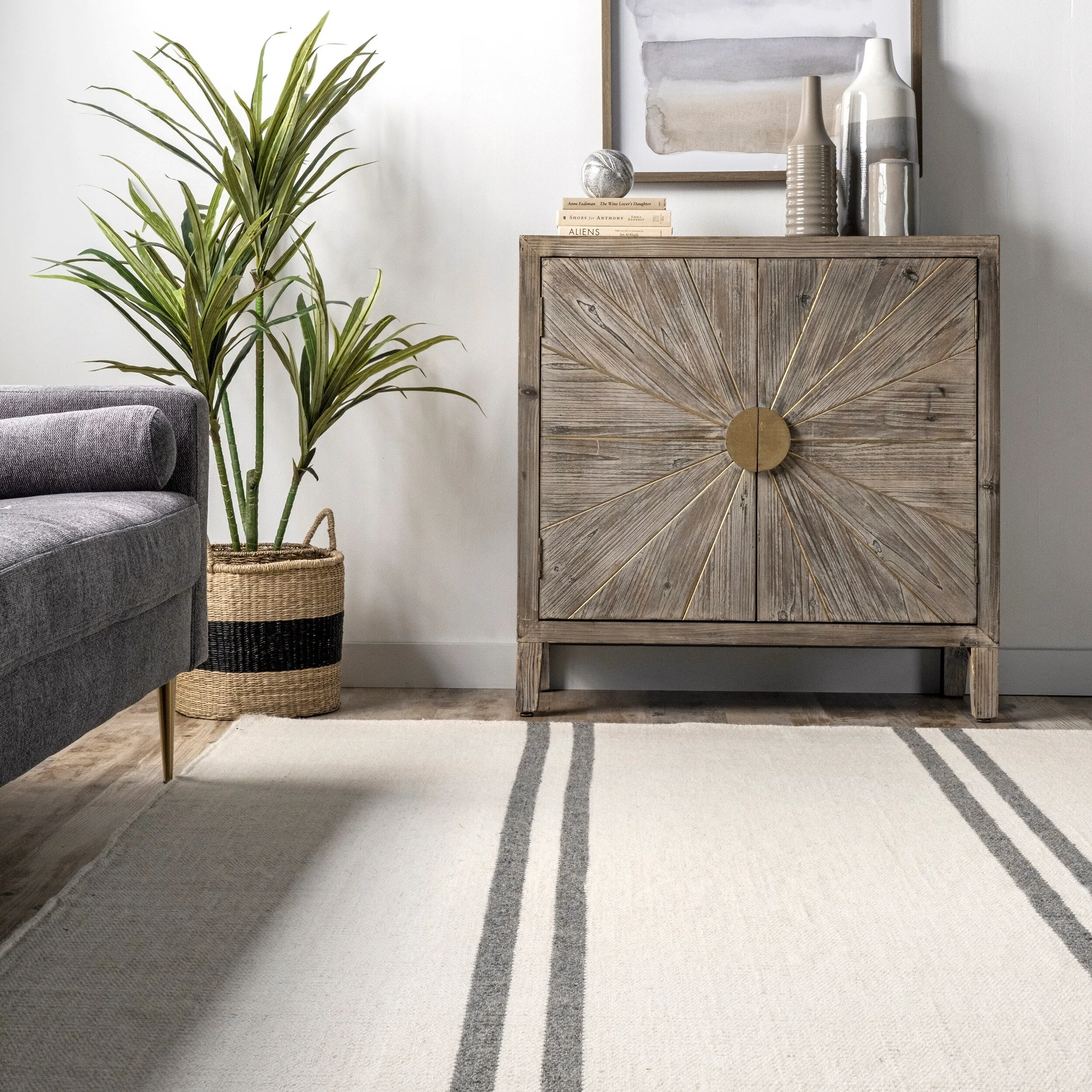 Elowen Double Striped Wool Area Rug