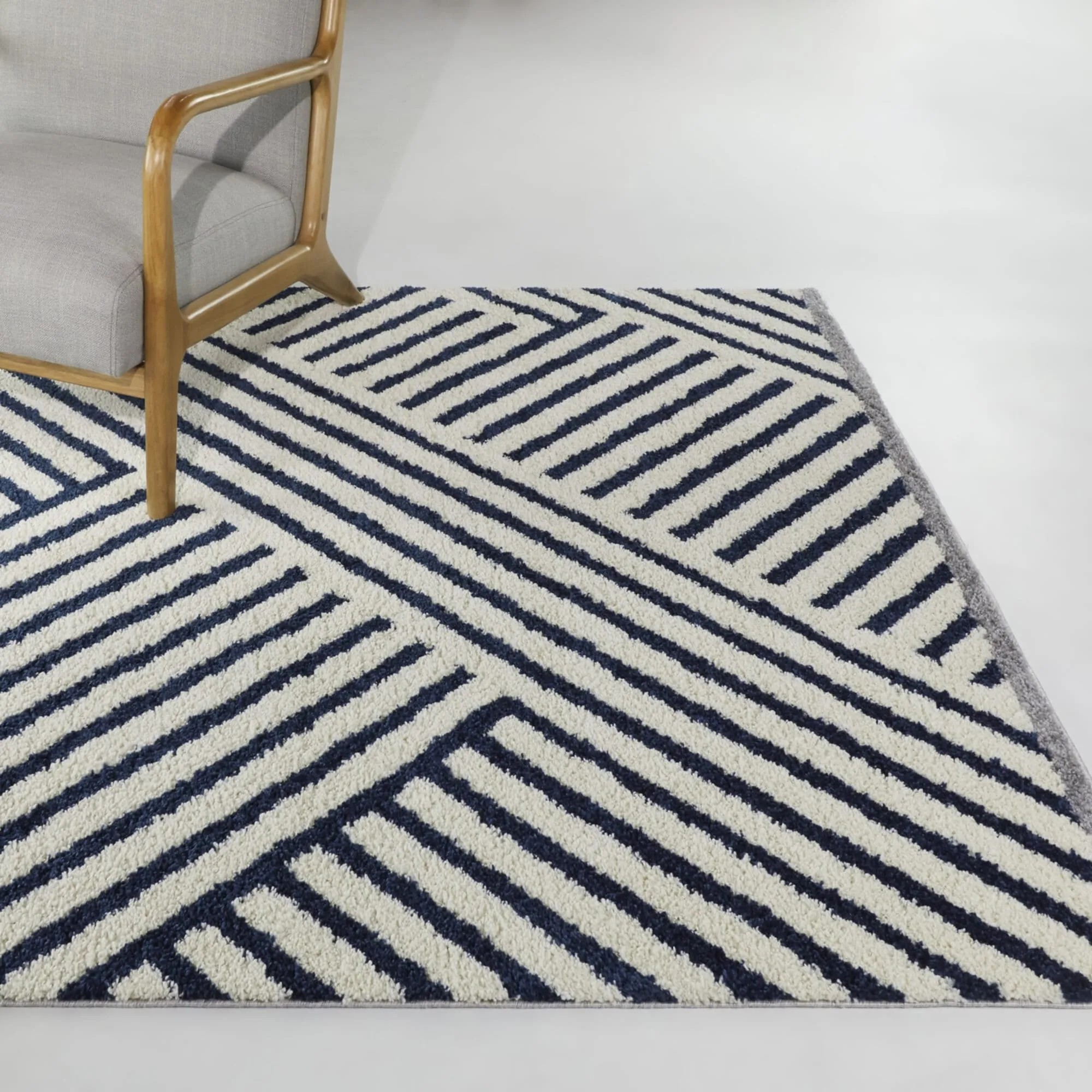 Emmeline Abstract Stripe Shag Area Rug
