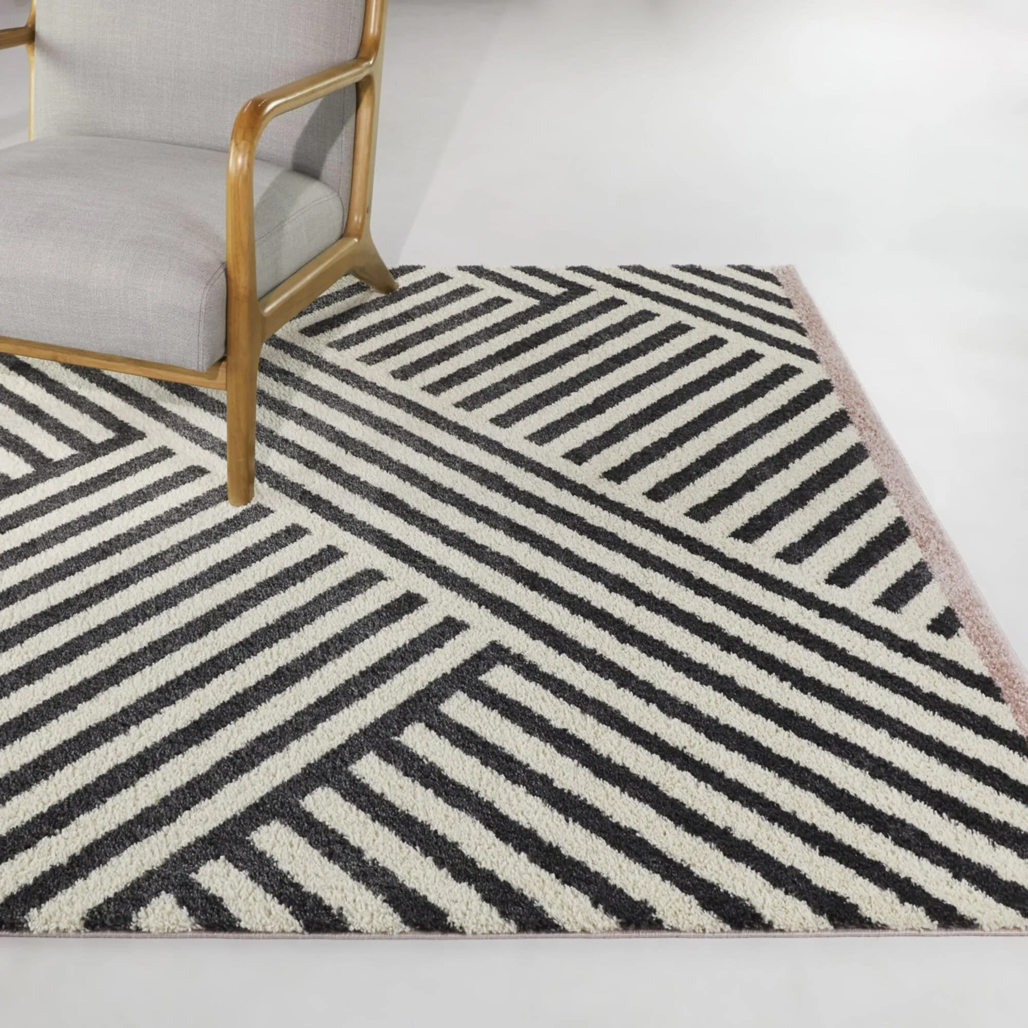 Emmeline Abstract Stripe Shag Area Rug