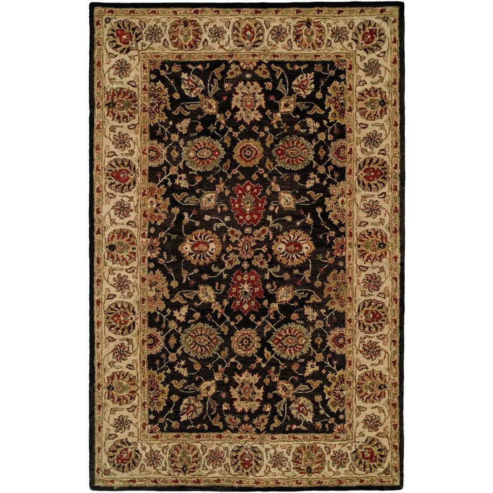 Empire Black/Ivory Wool Hand-tufted Area Rug
