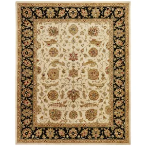 Empire Ivory and Black Wool Hand-tufted Area Rug