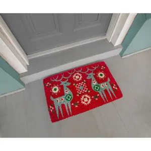Entryways Nordic Reindeer Handwoven Coconut Fiber Doormat
