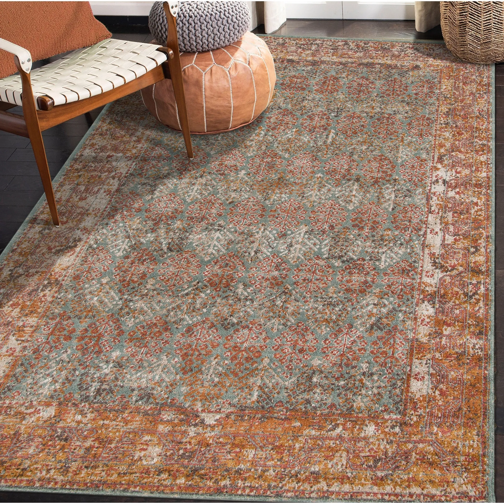 Ethereal Vintage Bordered Area Rug