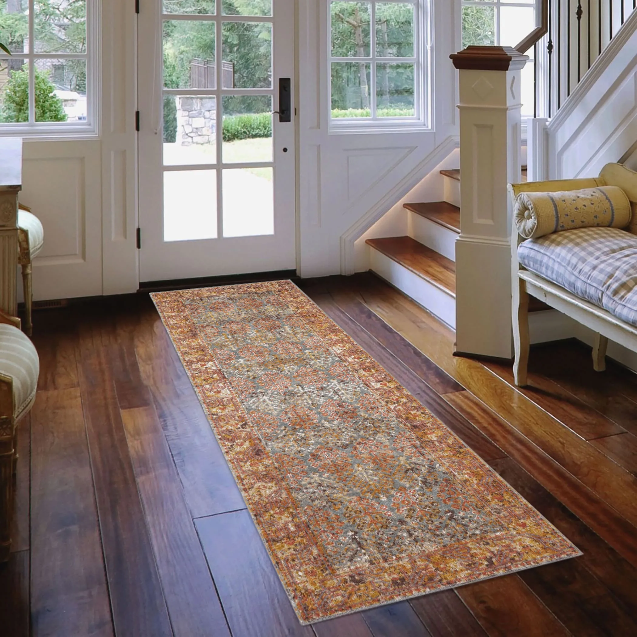 Ethereal Vintage Bordered Area Rug