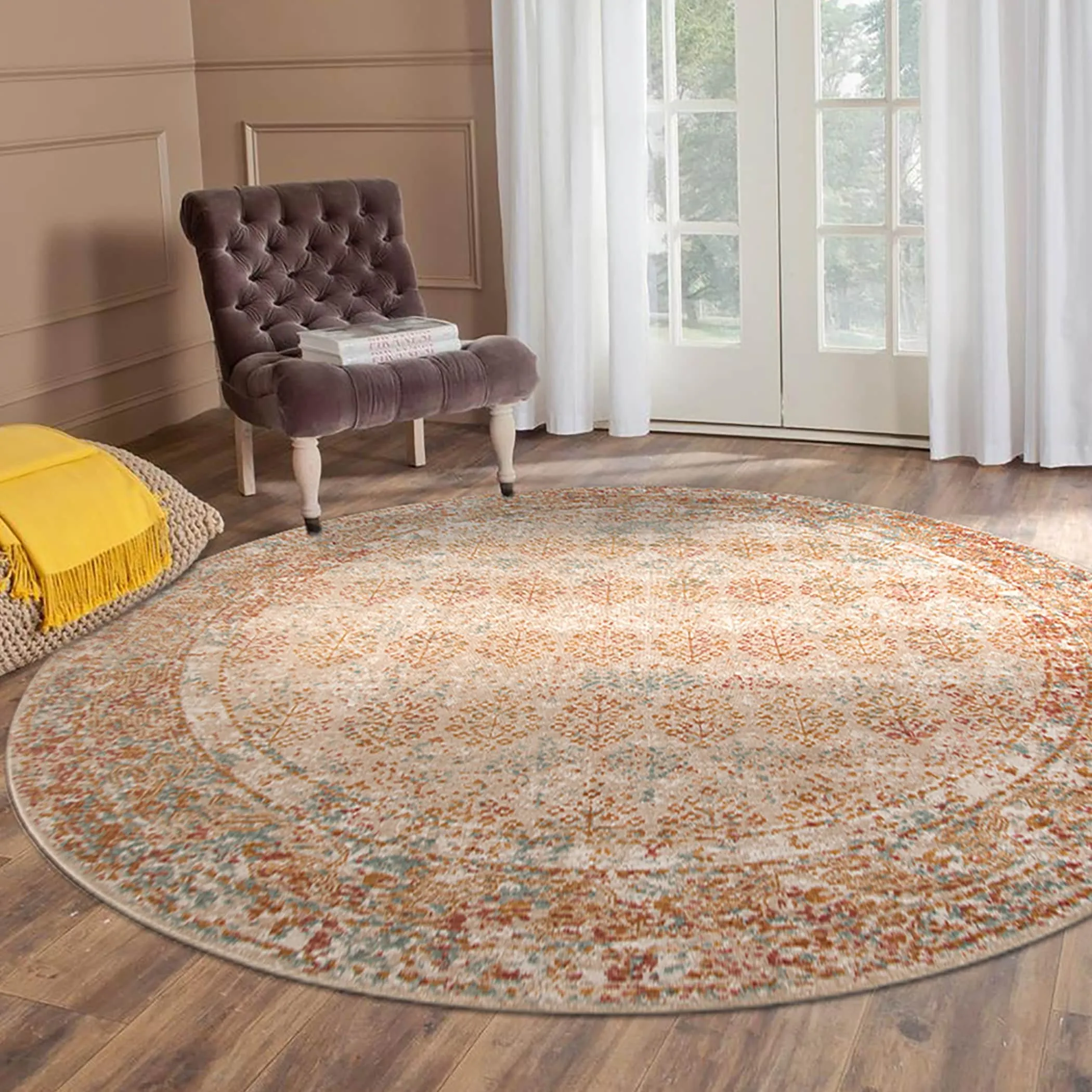 Ethereal Vintage Bordered Area Rug
