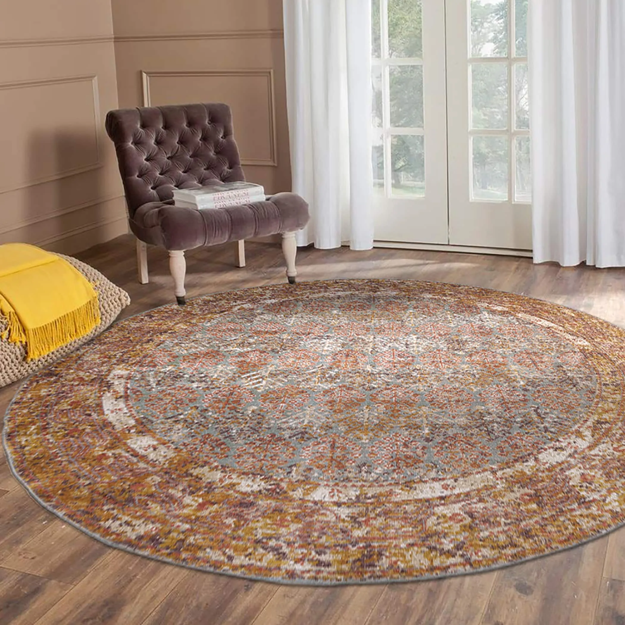 Ethereal Vintage Bordered Area Rug