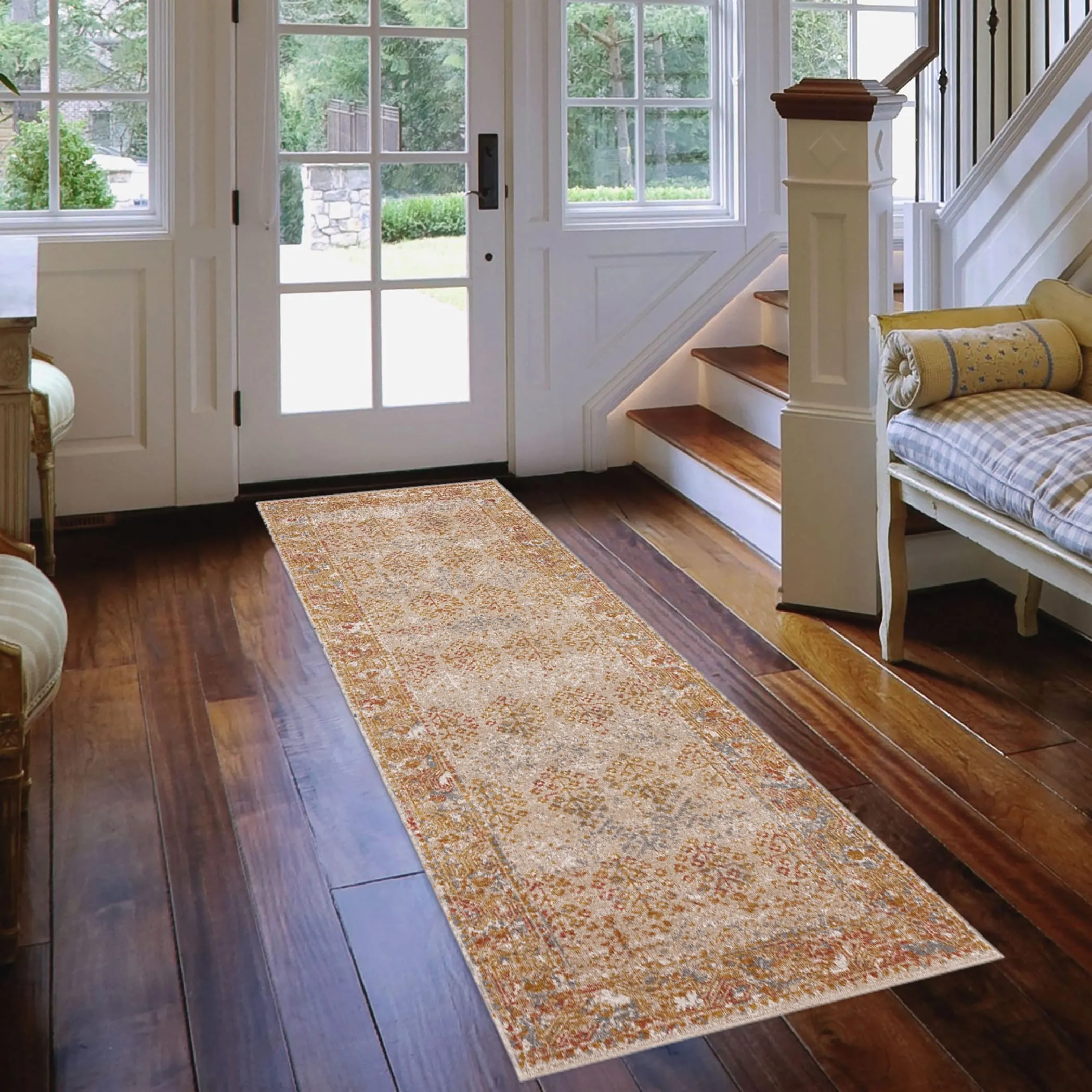 Ethereal Vintage Bordered Area Rug