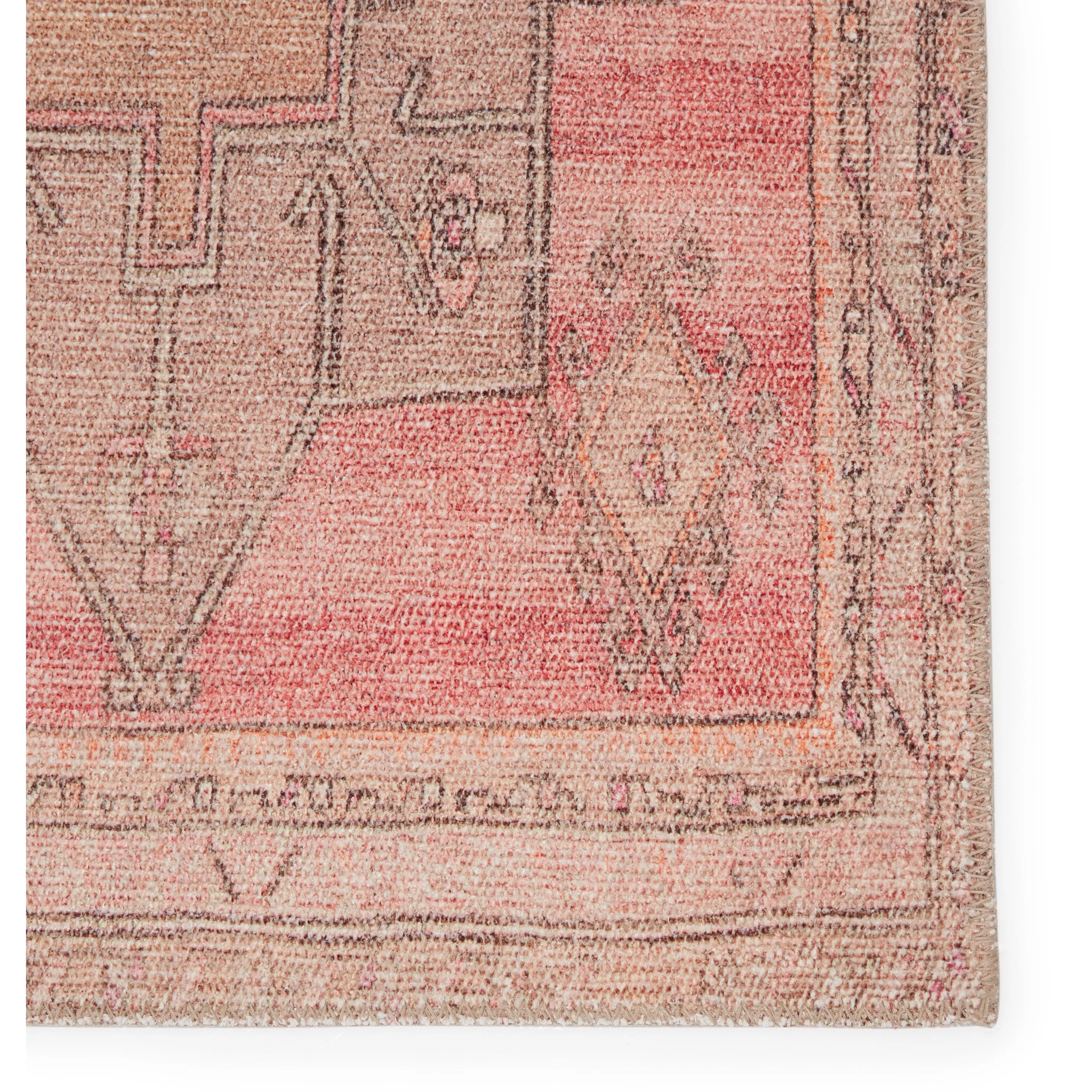 Faron Machine Washable Medallion Pink/ Tan Area Rug