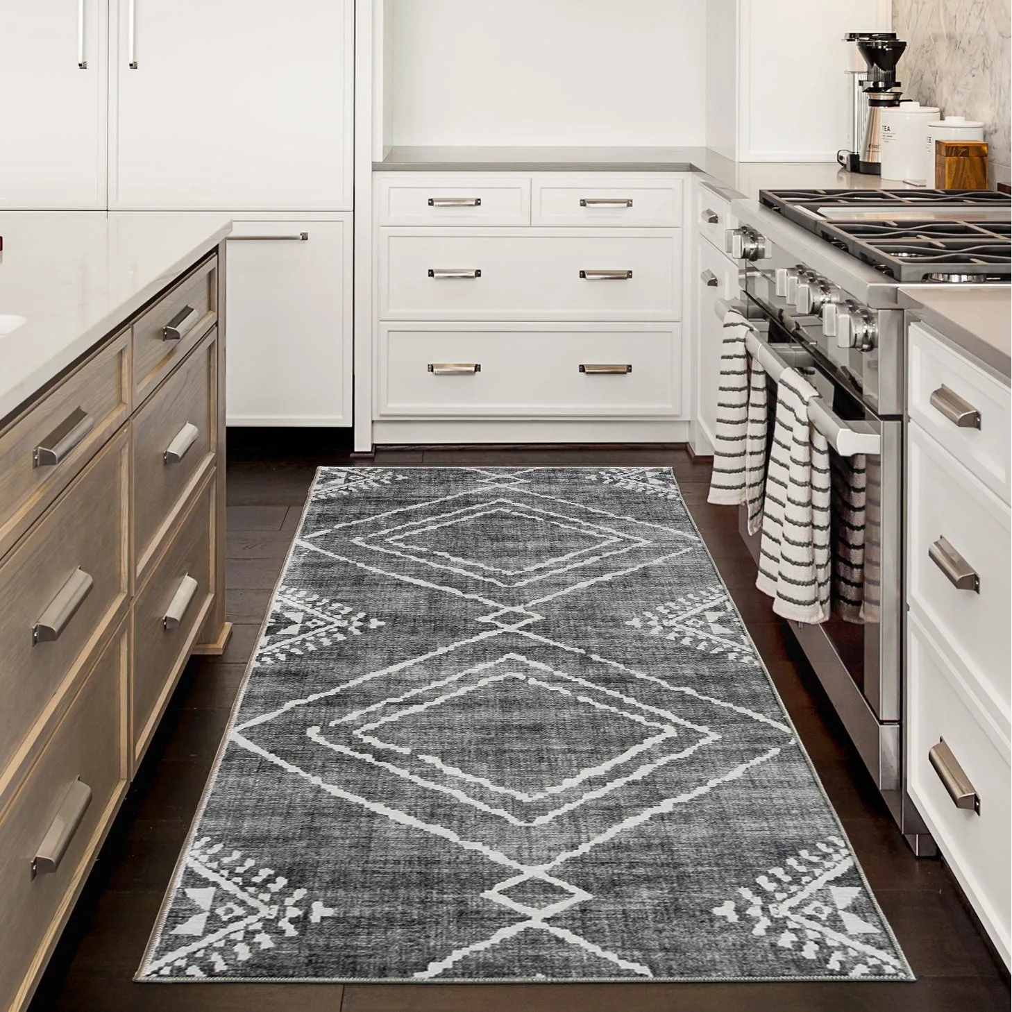 FH Home Machine Washable Area Rug - Stain Resistant Non-Shed Eco-Friendly