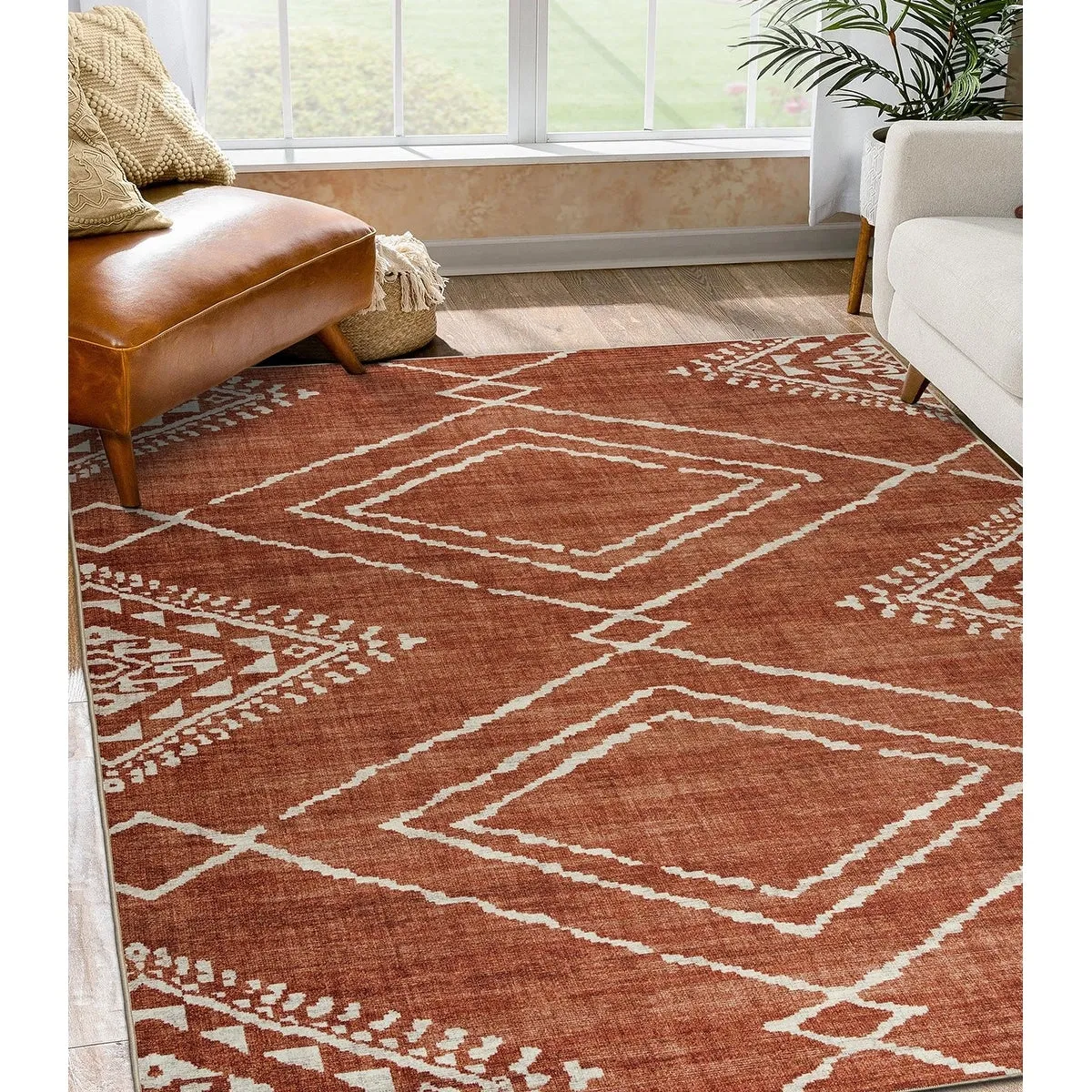 FH Home Machine Washable Area Rug - Stain Resistant Non-Shed Eco-Friendly