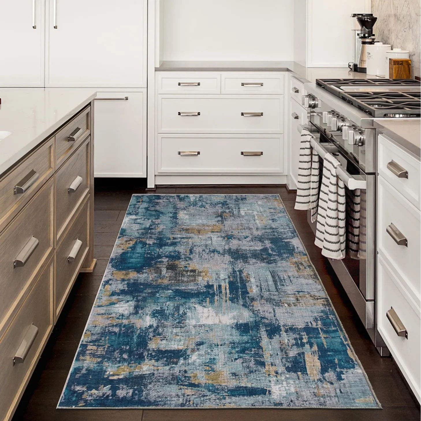 FH Home Machine Washable Area Rug - Stain Resistant Non-Shed Eco-Friendly