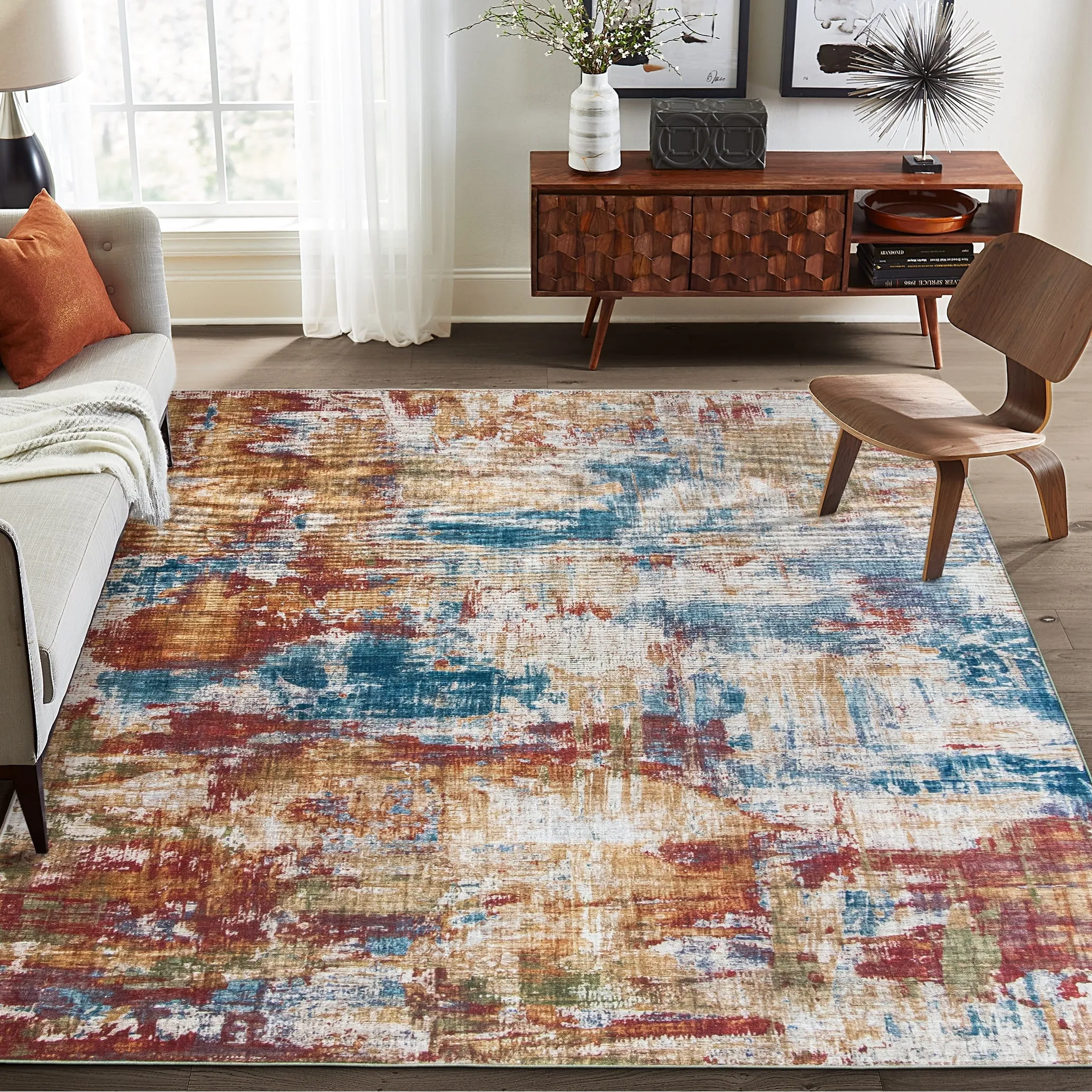 FH Home Machine Washable Area Rug - Stain Resistant Non-Shed Eco-Friendly