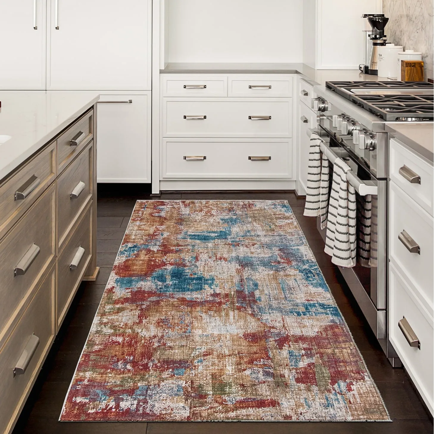 FH Home Machine Washable Area Rug - Stain Resistant Non-Shed Eco-Friendly