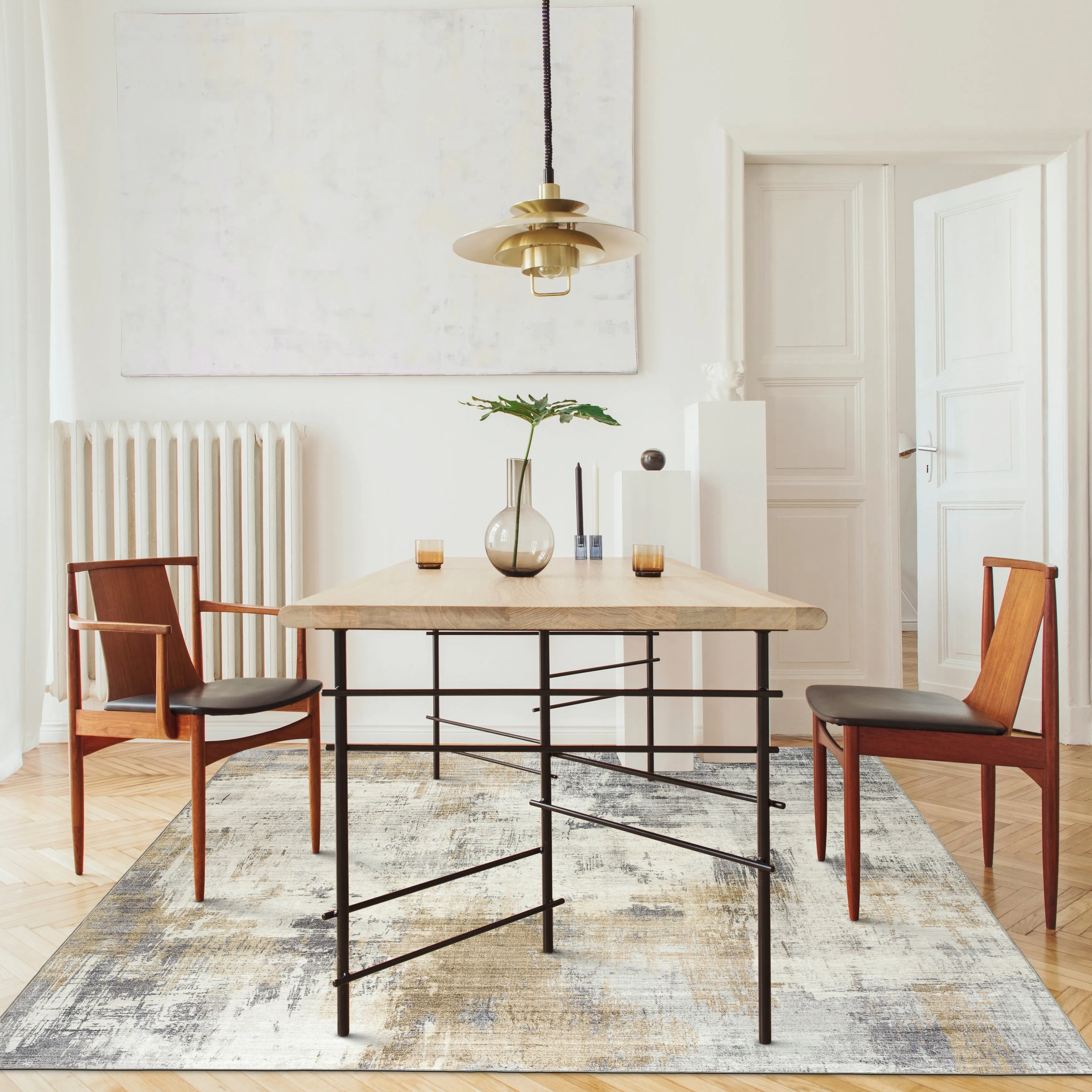 FH Home Machine Washable Area Rug - Stain Resistant Non-Shed Eco-Friendly